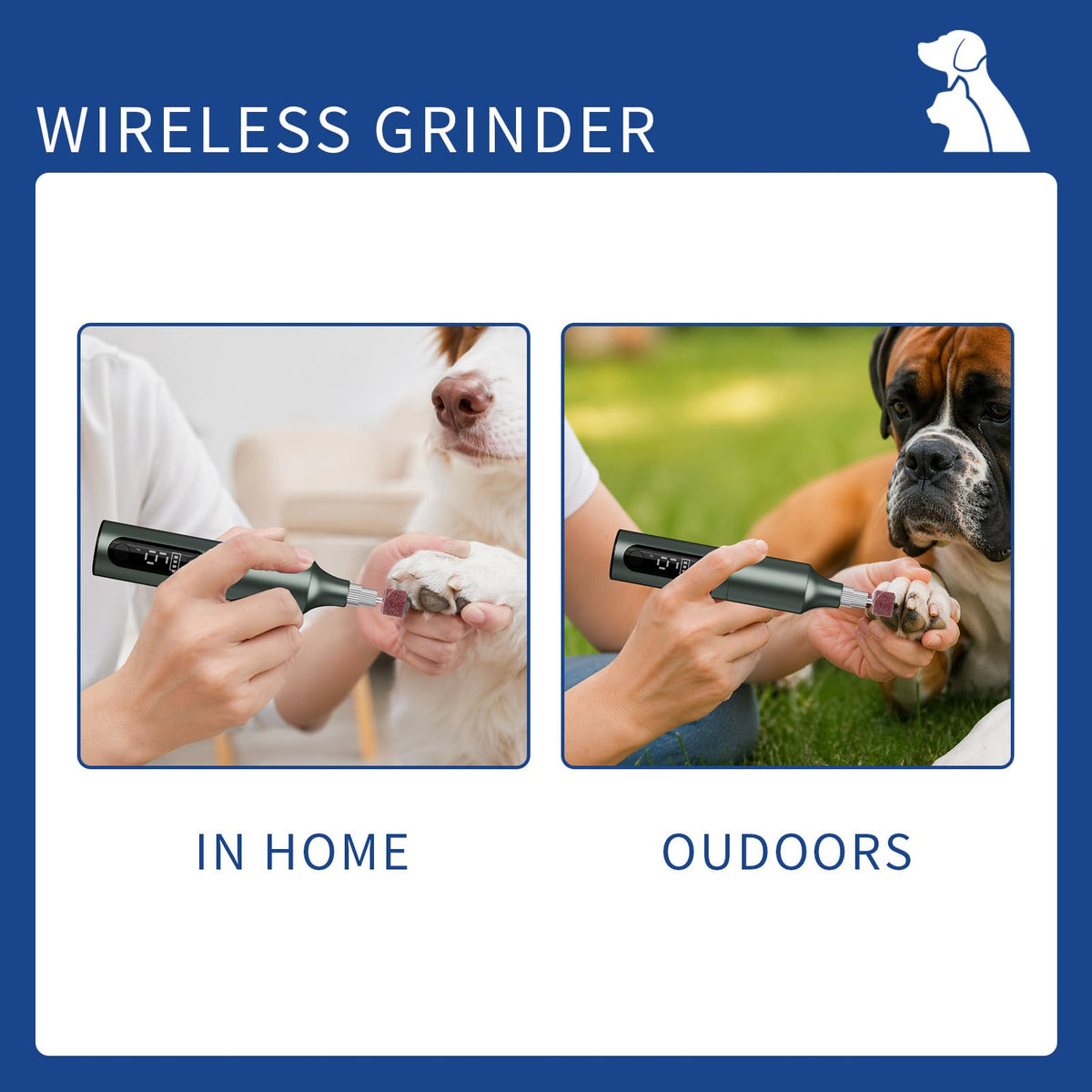 Rechargeable 9-Speed Adjustable Ultra Quiet Electric Dog Nail Grinder A4500
