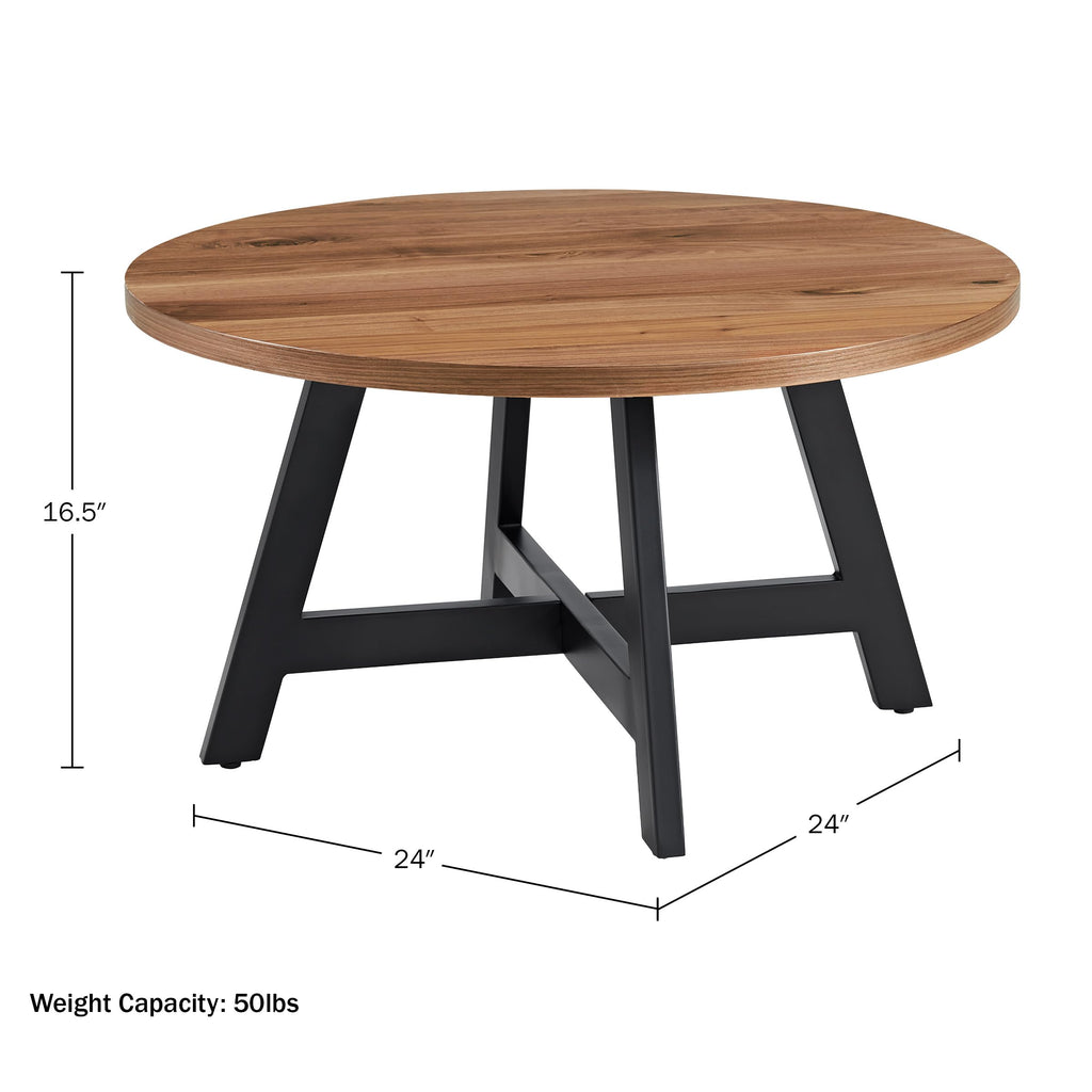 Round Wood Top Metal Base Coffee Table N41376