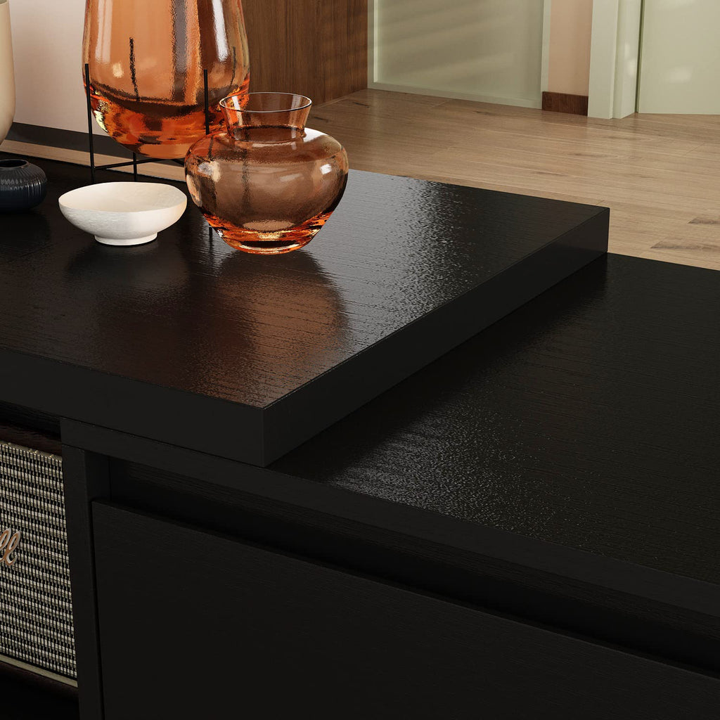 Expandable TV Stand Media Console Table with Three Drawers and Two Open Shelves H3297