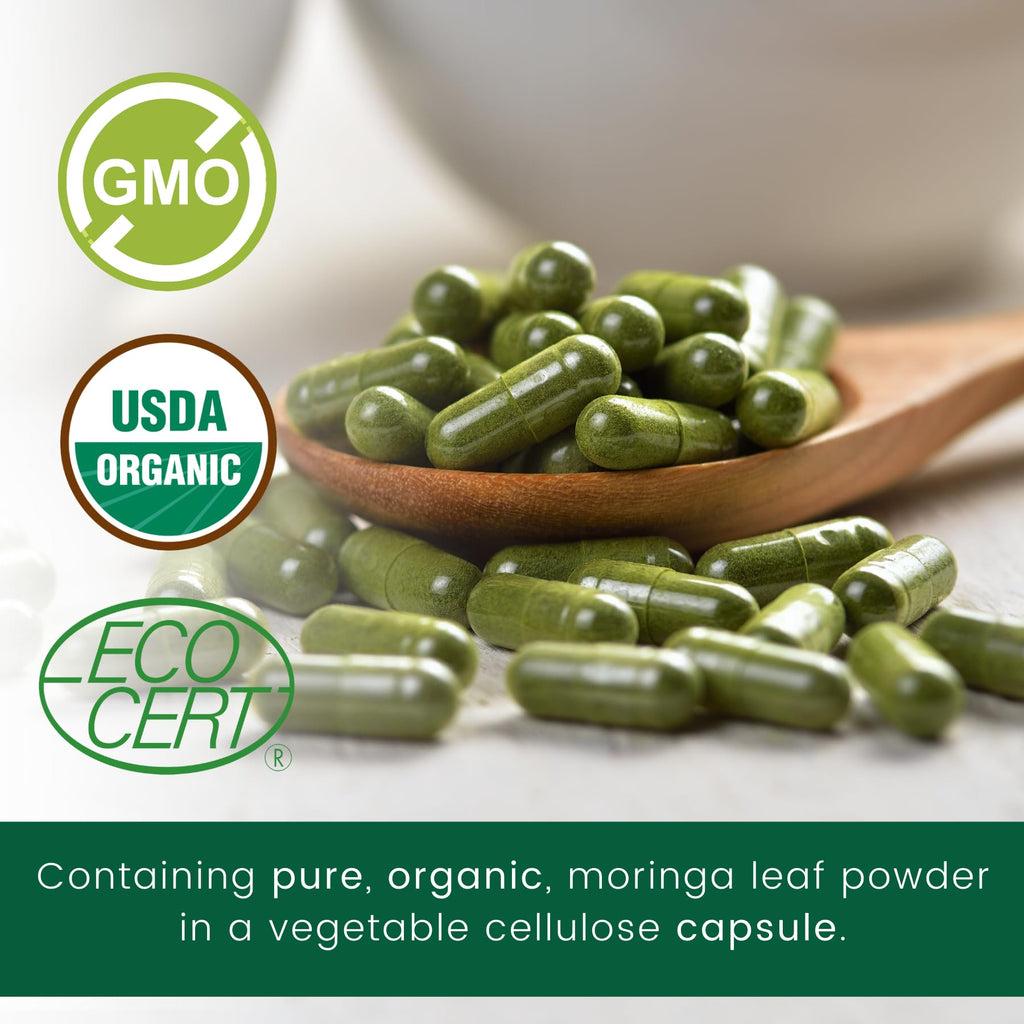 Organic Moringa Leaf Powder Vegan Capsules E7789