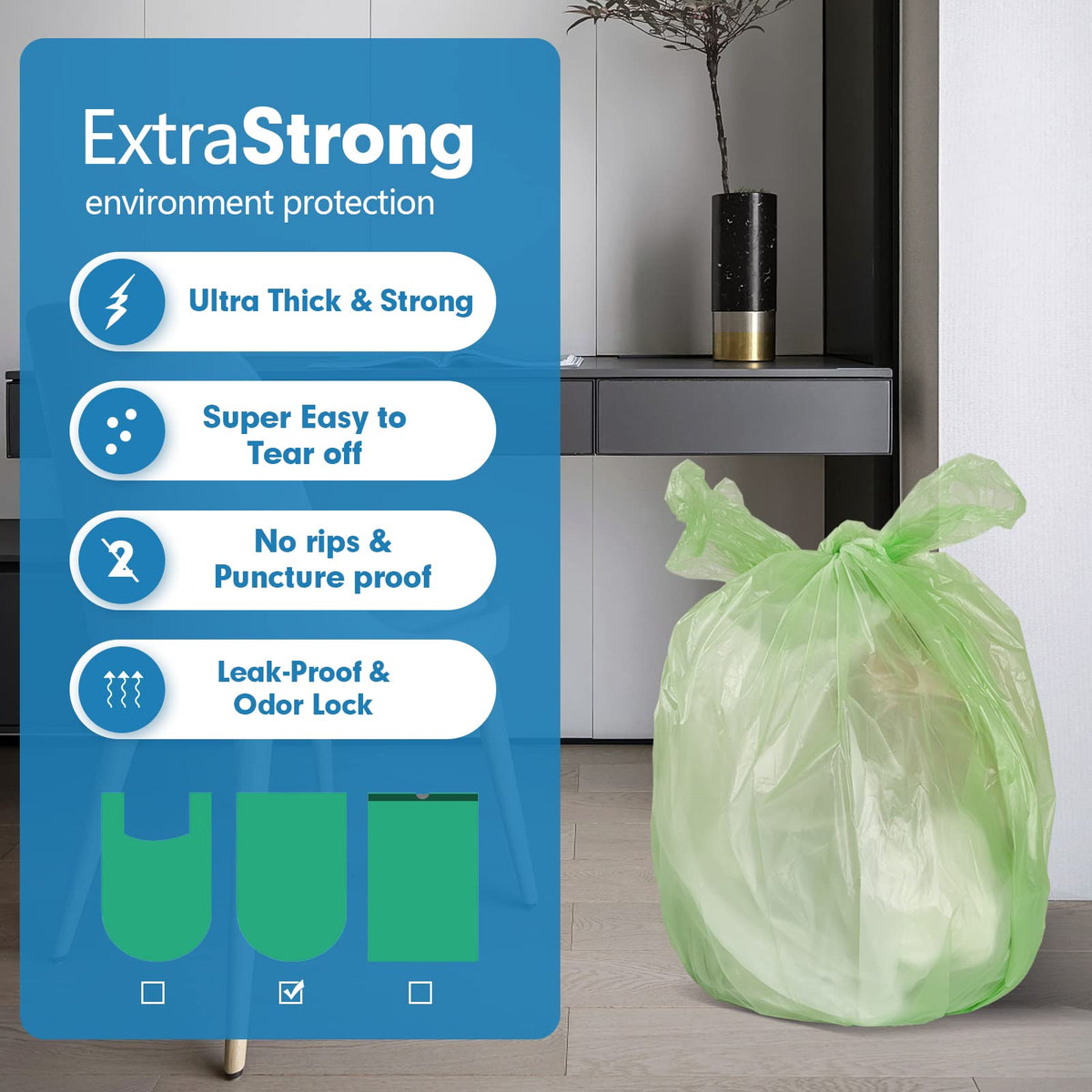 4 Gallon Biodegradable Extra Thick Small Trash Bags T5848