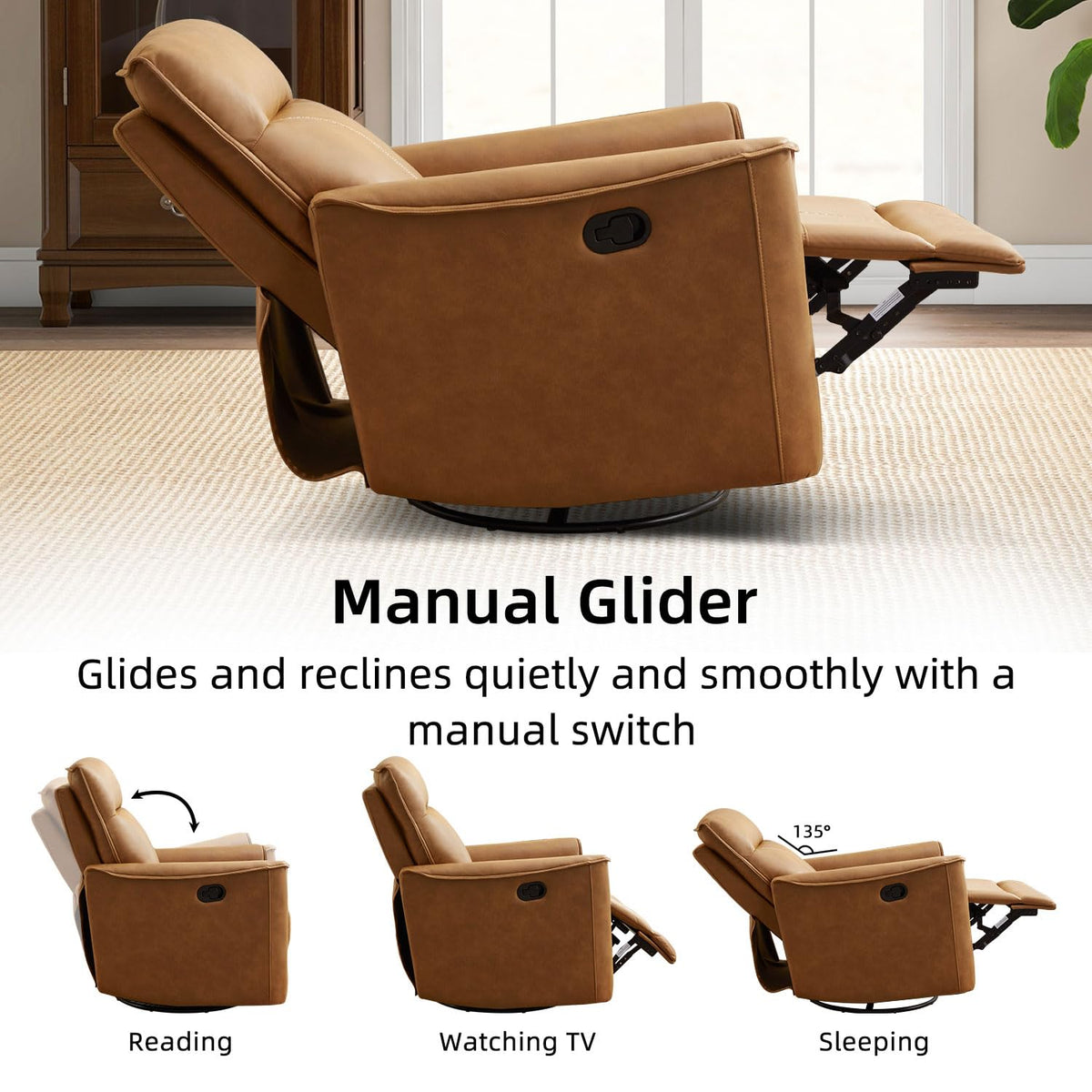 Brown Leathaire Swivel Rocker Recliner I461461