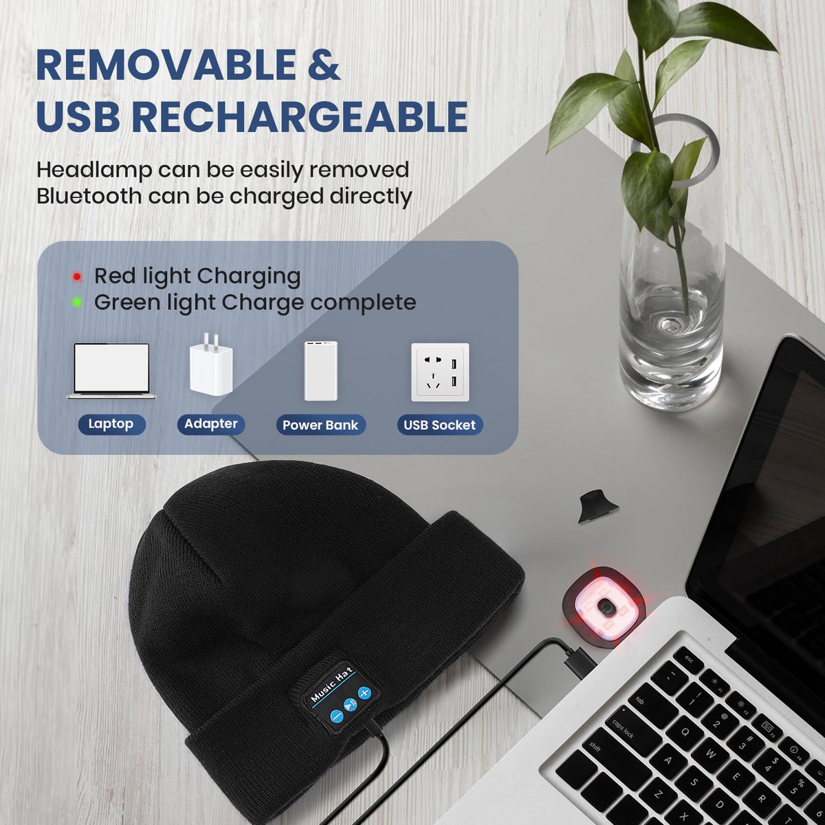 Bluetooth Beanie Hat with Light 2 Pack X128