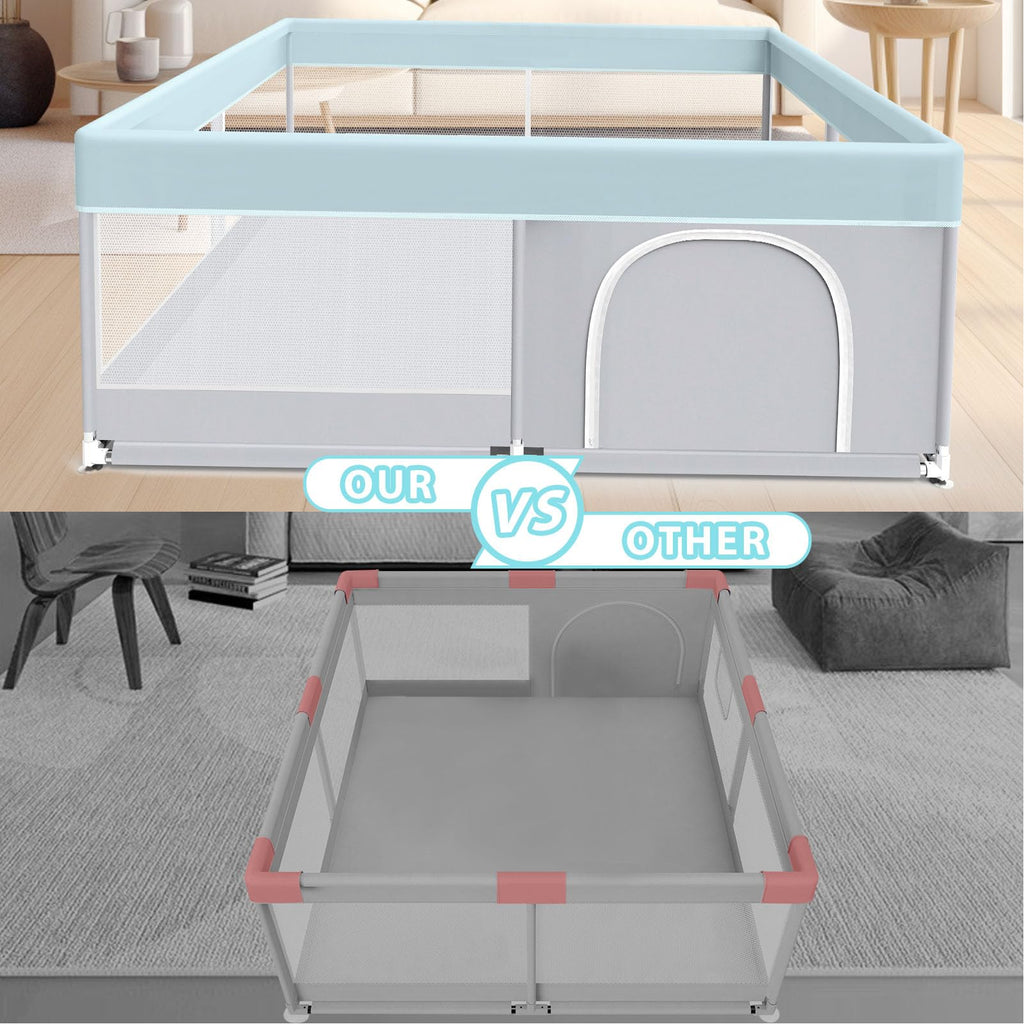 50x50 Inch Grey Baby Playpen with Mesh T396