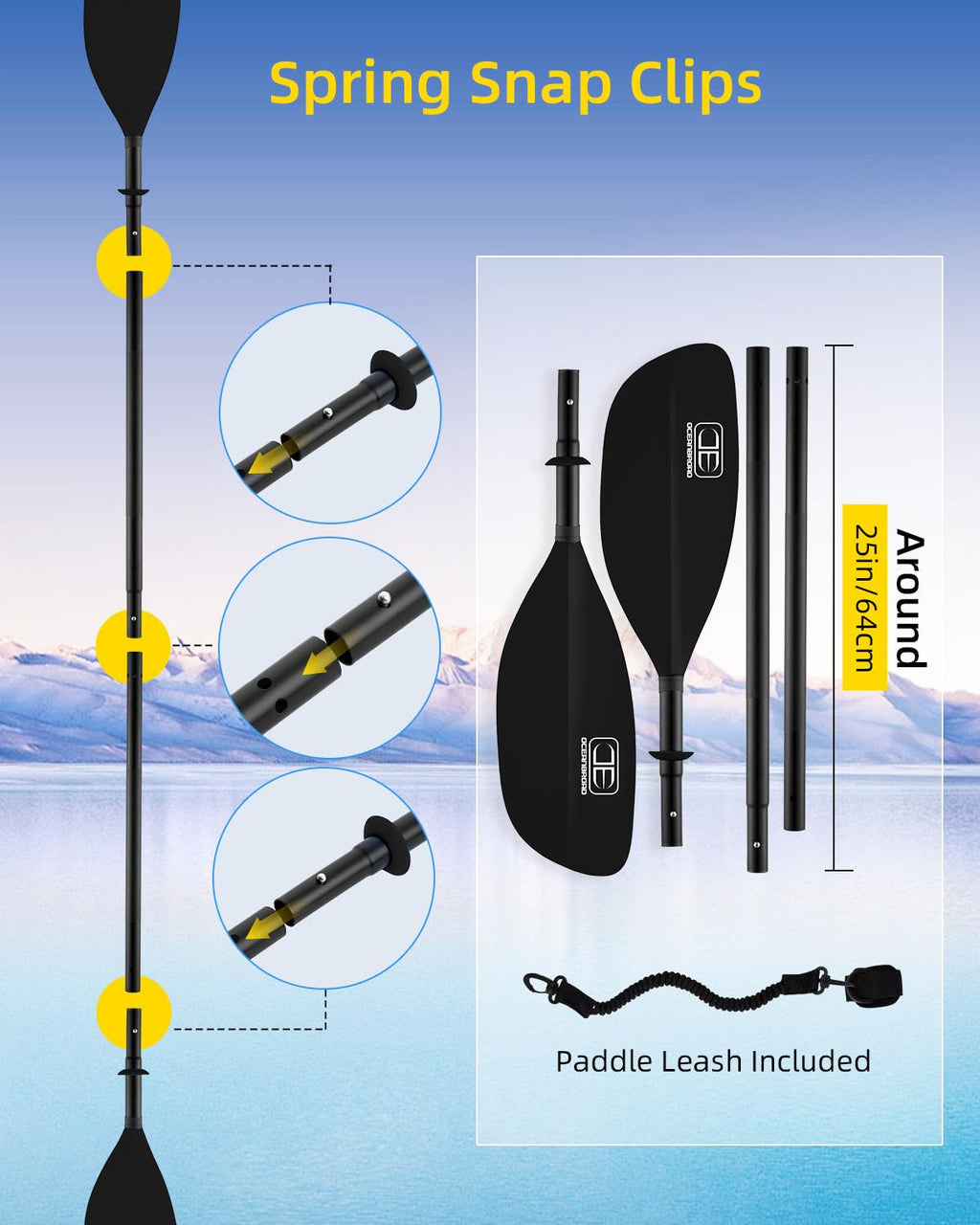 4 Piece Kayak Paddle Alloy Shaft N632