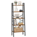 5-Tier Rustic Brown Metal Ladder Bookshelf O961