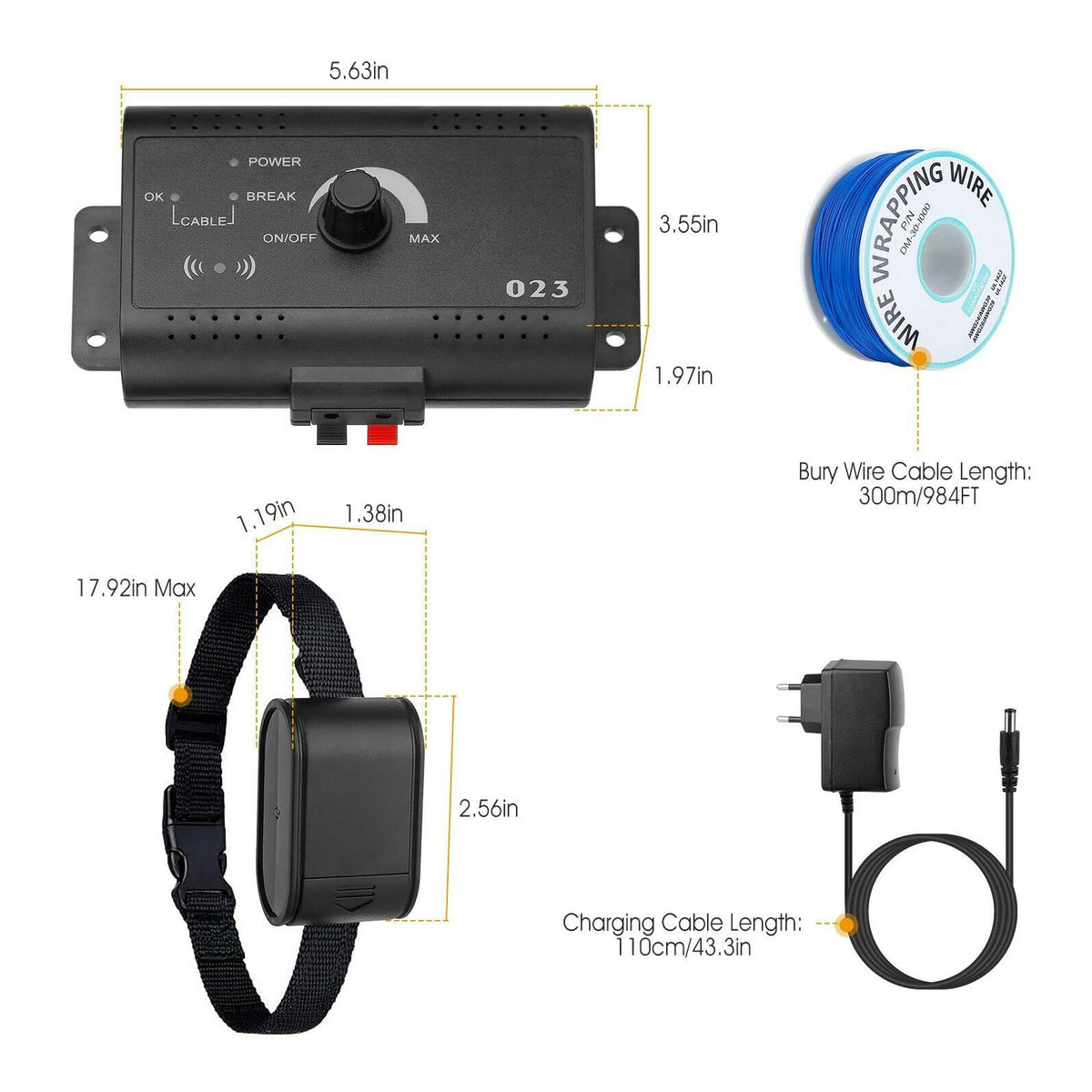 Wireless Dog Fence 1.2 Acre Waterproof Collar C6180