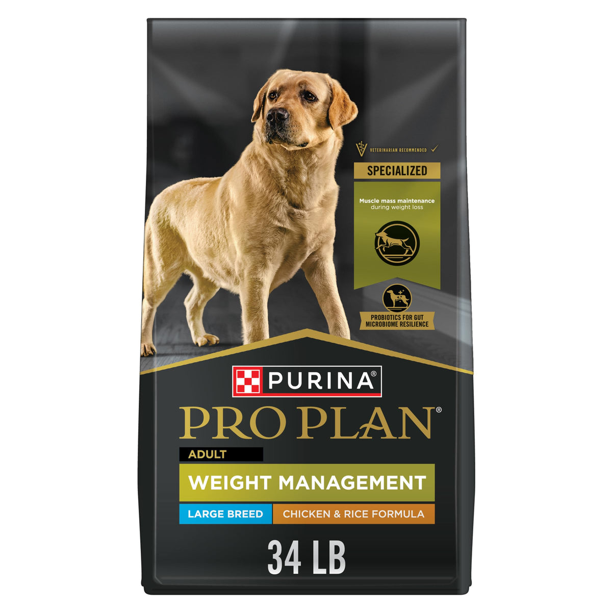 Weight Management Large Breed Dog Food Chicken 34 lb Bag A777