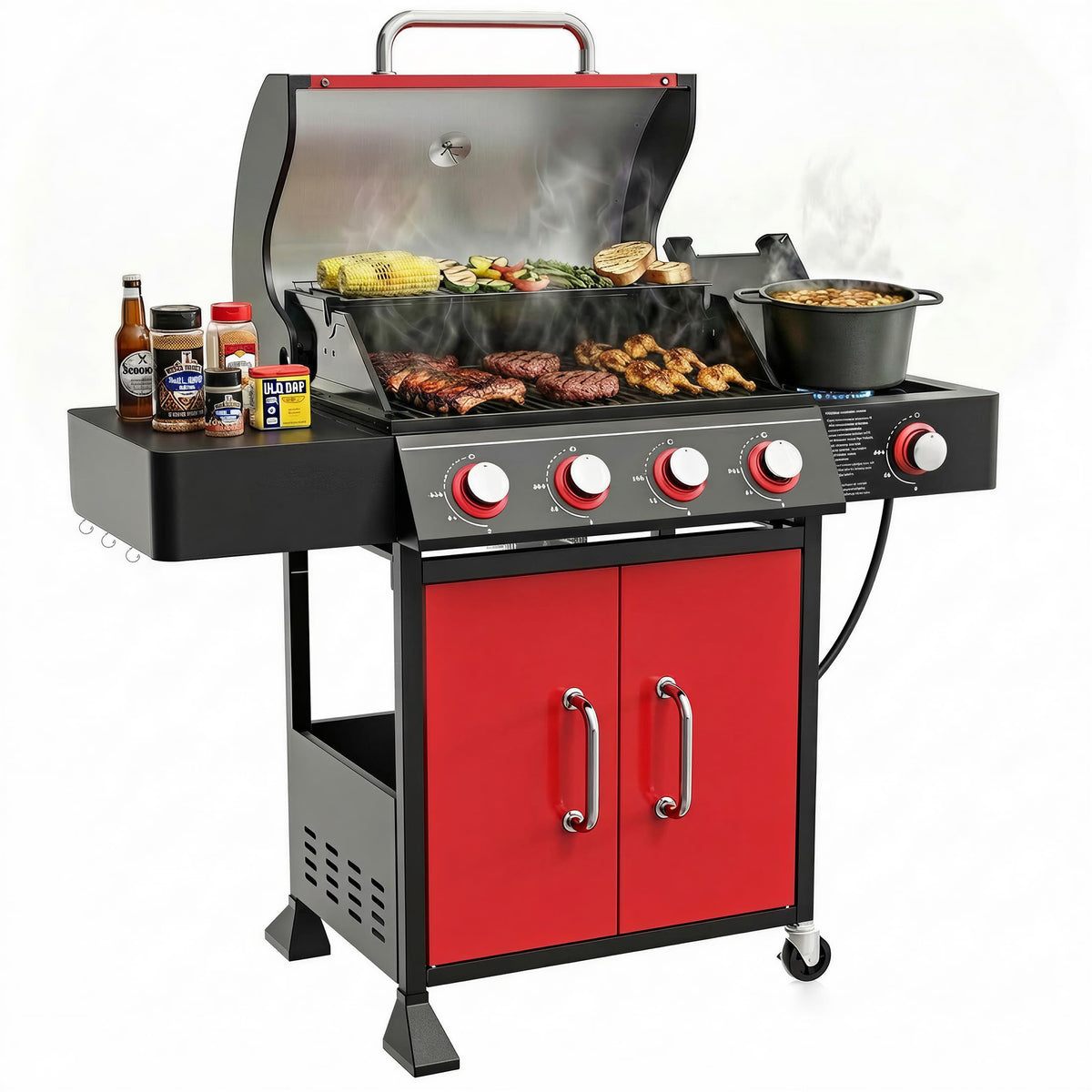 4 Burner Propane Gas Grill with Side Burner Z155