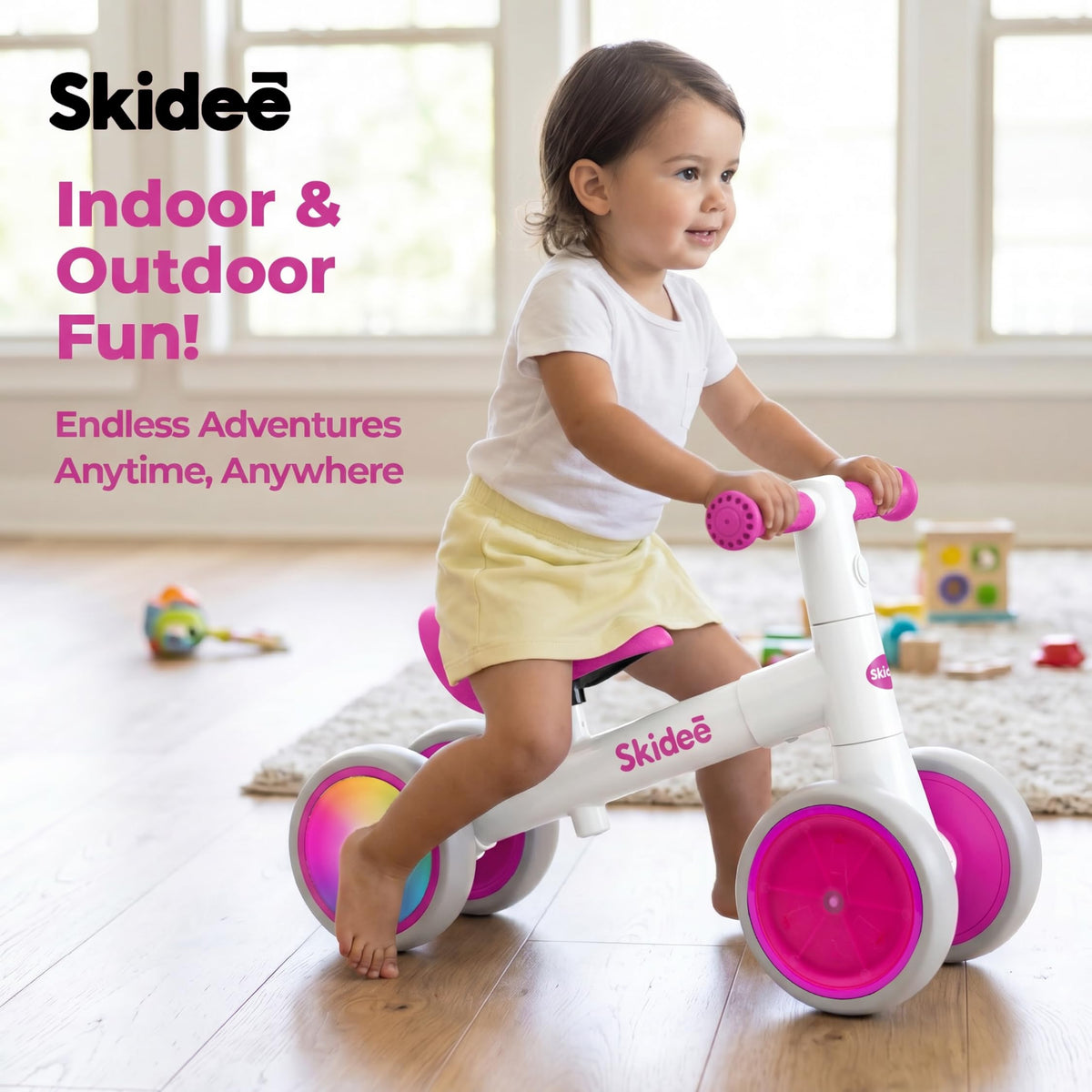 4-Wheel Toddler Balance Bike with LED Wheels A49783