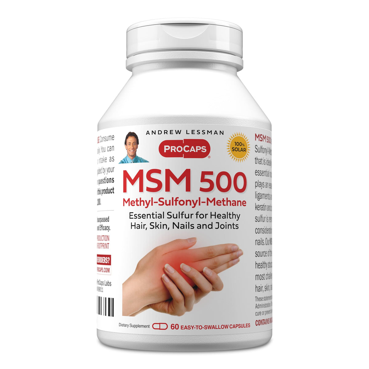 MSM 500 Organic Sulfur Supplement, 60 Capsules W7022