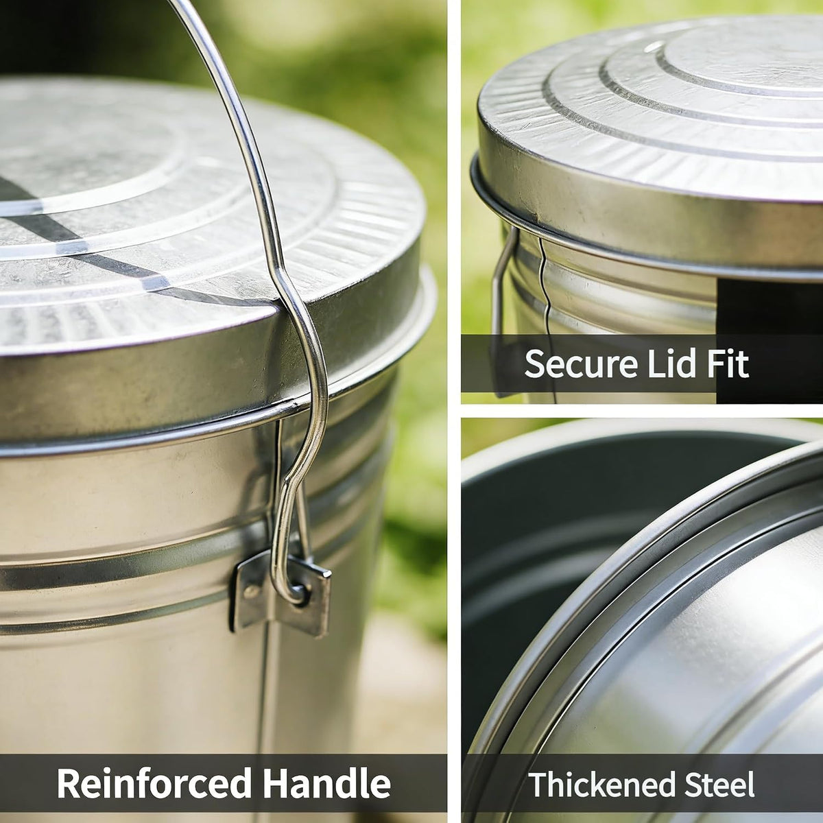 Galvanized Trash Can with Lid V37155
