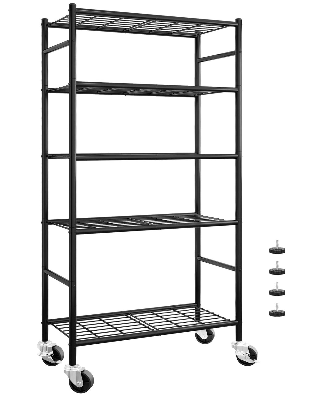 5-Tier Storage Shelves Black with Wheels K31955