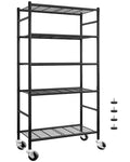 5-Tier Storage Shelves Black with Wheels K31955