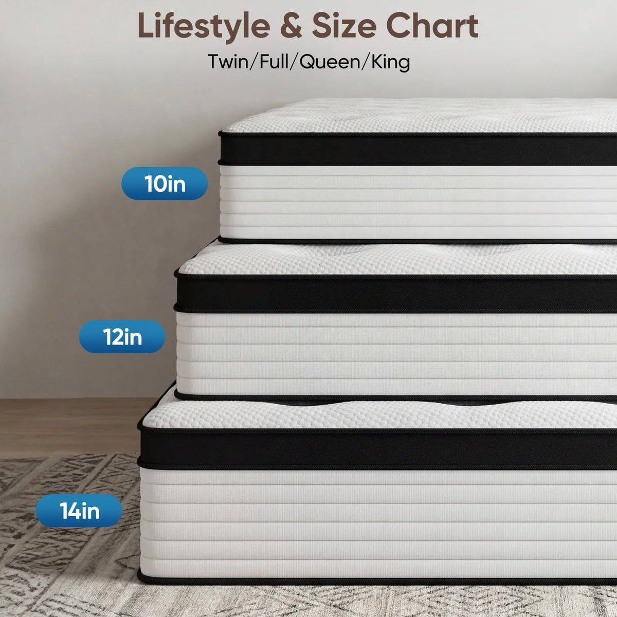 12 Inch Medium Firm Hybrid Memory Foam Mattress G28180