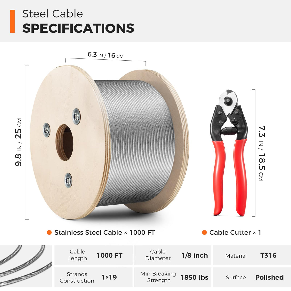 1/8" Stainless Steel Cable A35215