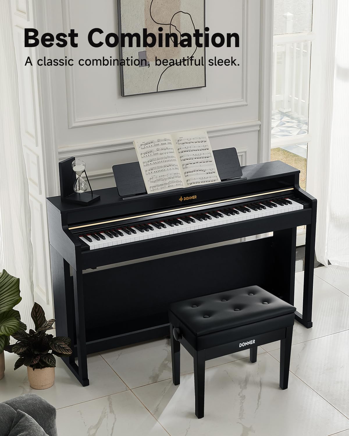 88-Key Weighted Action Digital Piano with Storage Bench K389