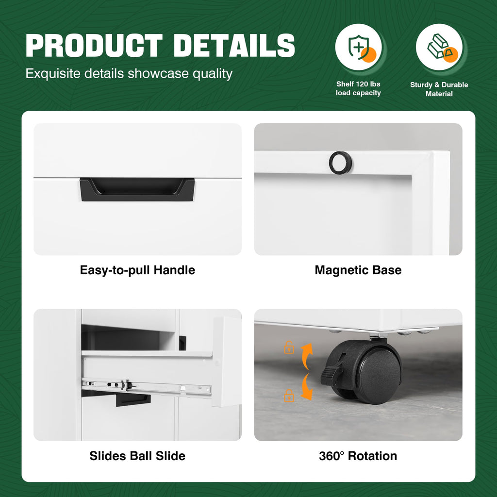 White 5 Drawer Storage Cabinet with Shelves and Door A5859