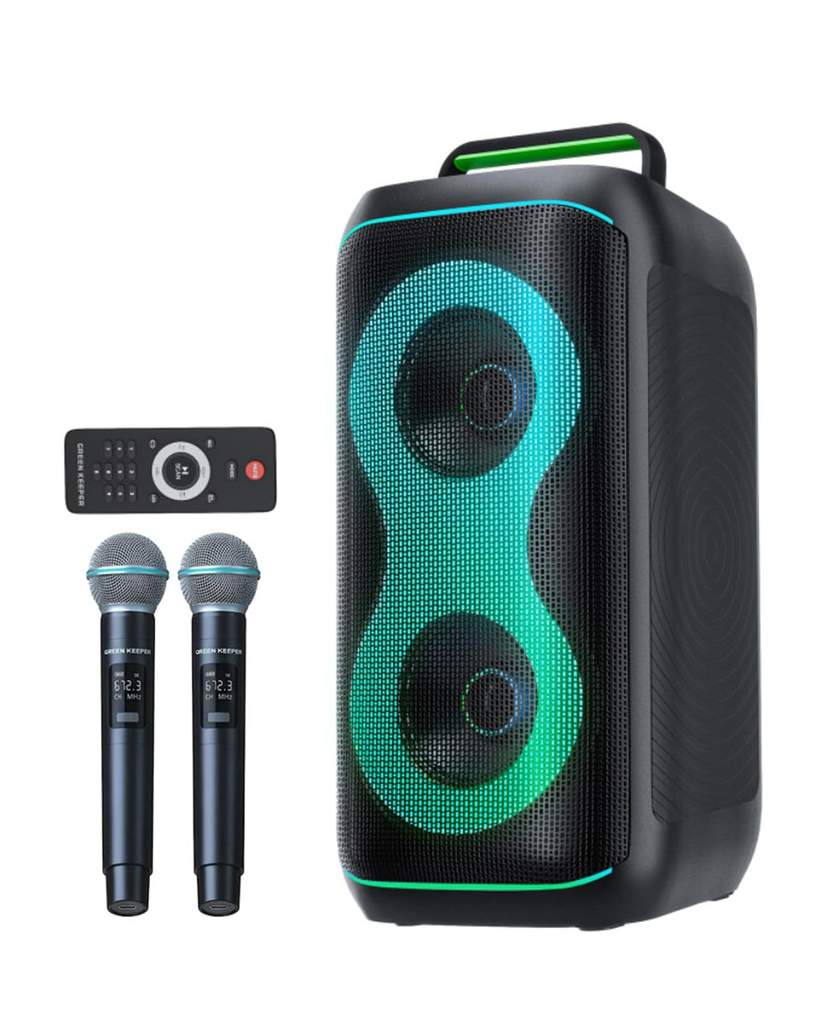 500W Karaoke Machine with 2 Wireless Microphones and Dual 6.5'' Subwoofers E6344