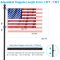 Black 7 FT Metal Flagpole Kit and 304 Stainless Steel Flagpole Clips Z996