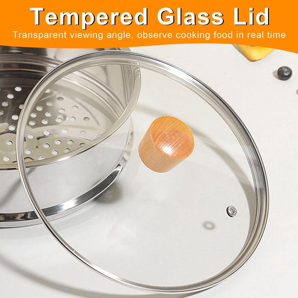 8 Inch Tempered Glass Pan Lid with Wooden Handle G329