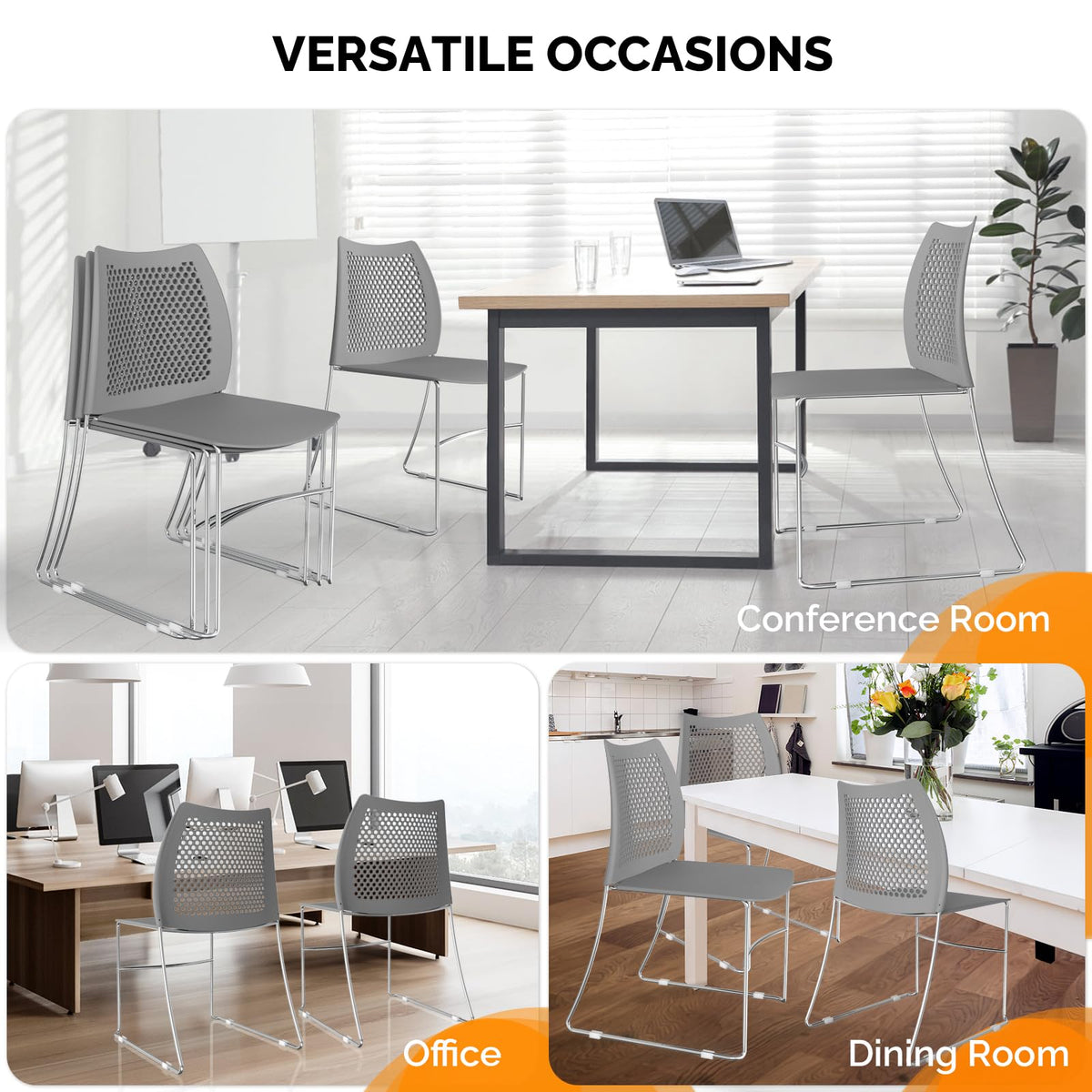 Grey Plastic Stacking Chairs F207