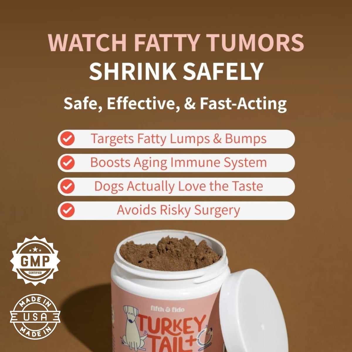 Turkey Tail Mushroom for Dogs Bacon Powder Probiotic A9987