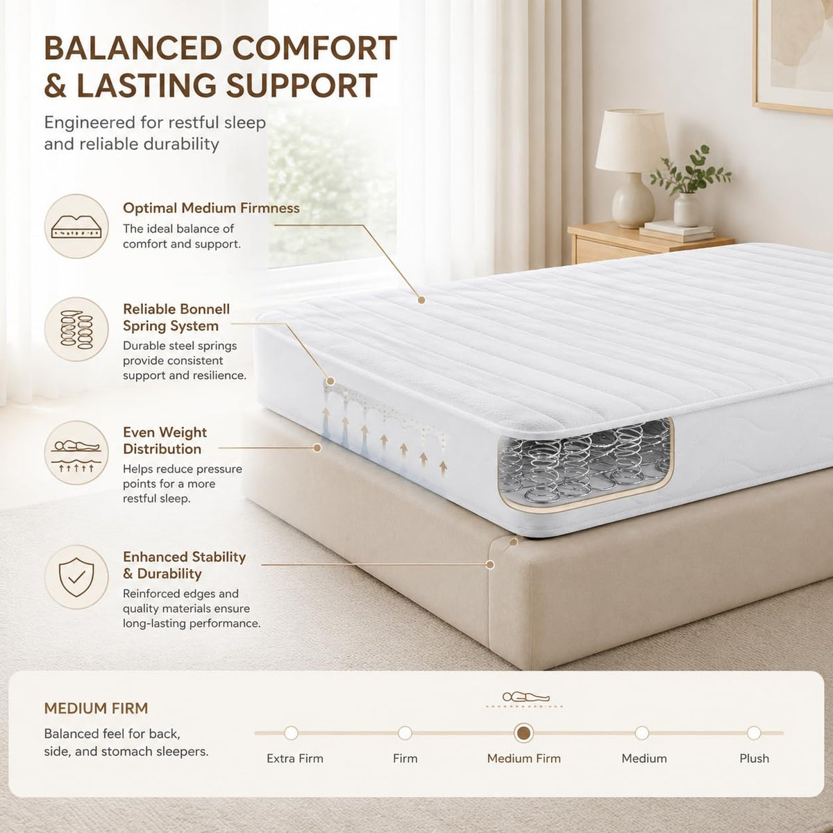 5 Inch Twin Size Bonnell Spring Mattress B76307