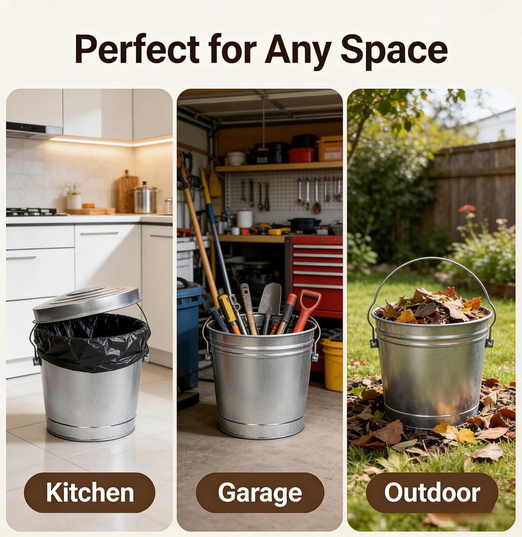 Galvanized Trash Can with Lid V37155