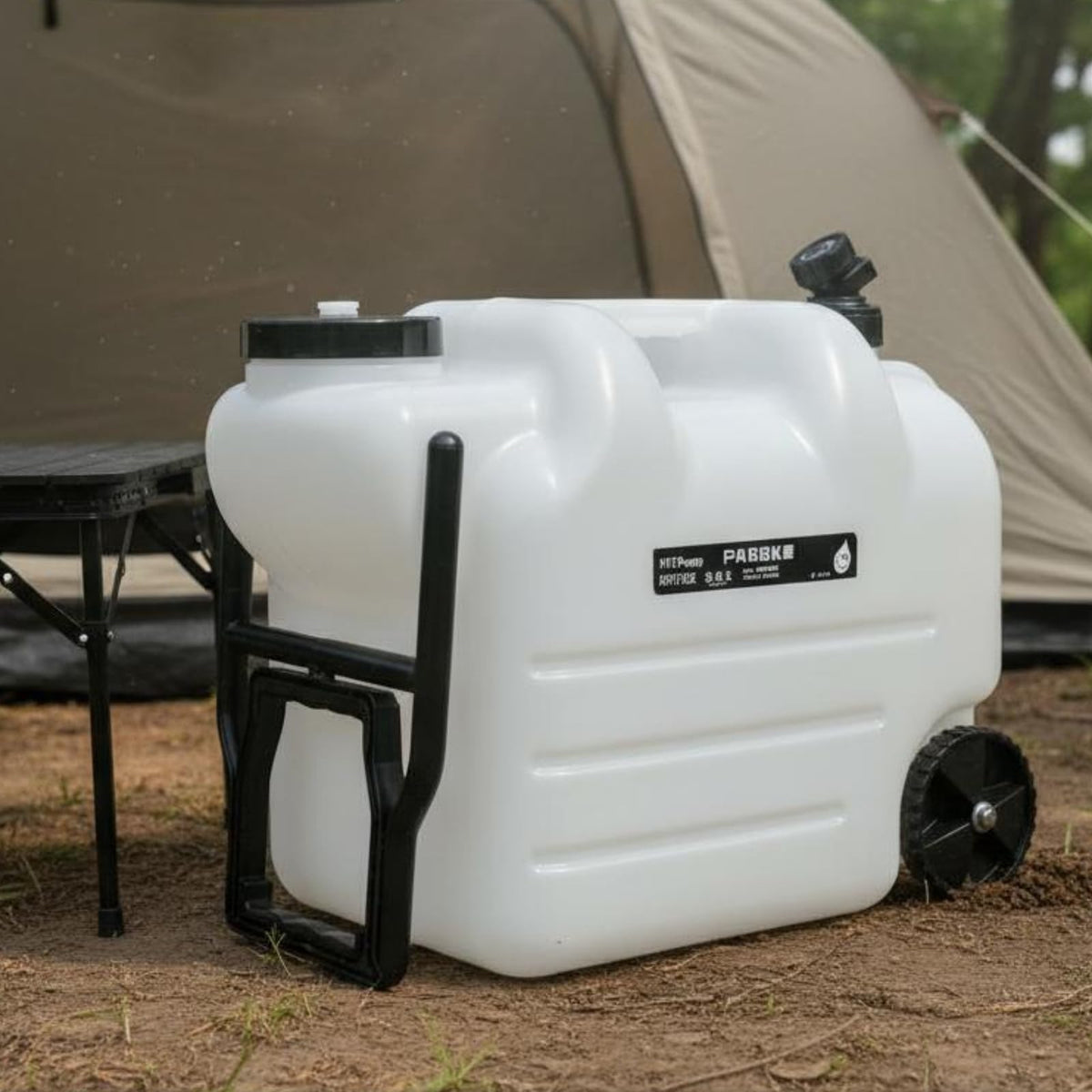 Black Portable Water Tank with Faucet and Wheels T7414