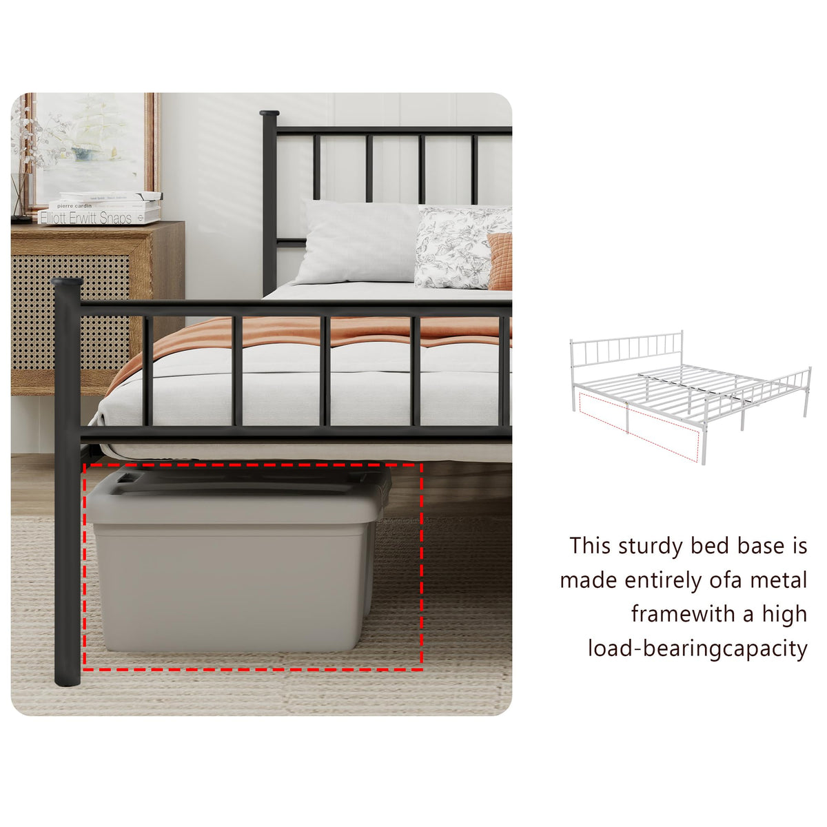 Black Full Size Metal Platform Bed Frame T896078