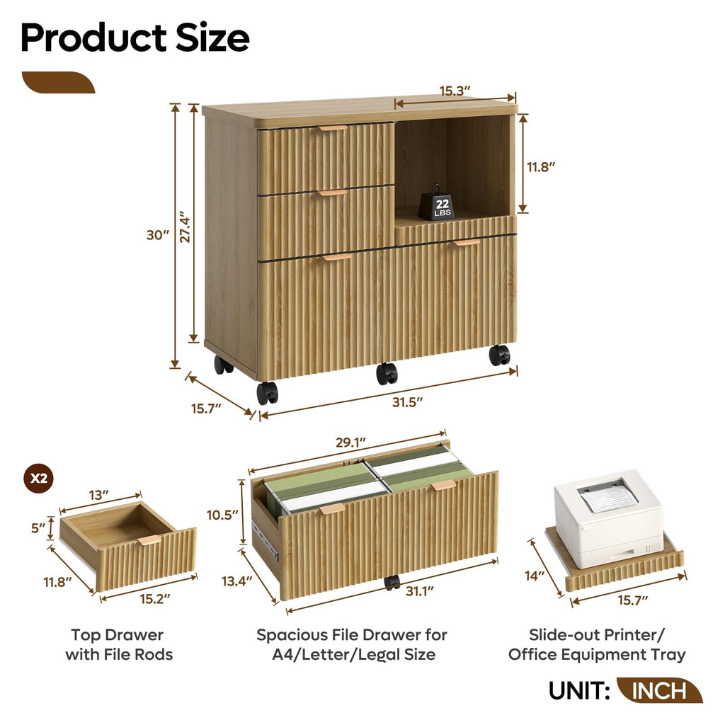 3 Drawer Wood File Cabinet Z193