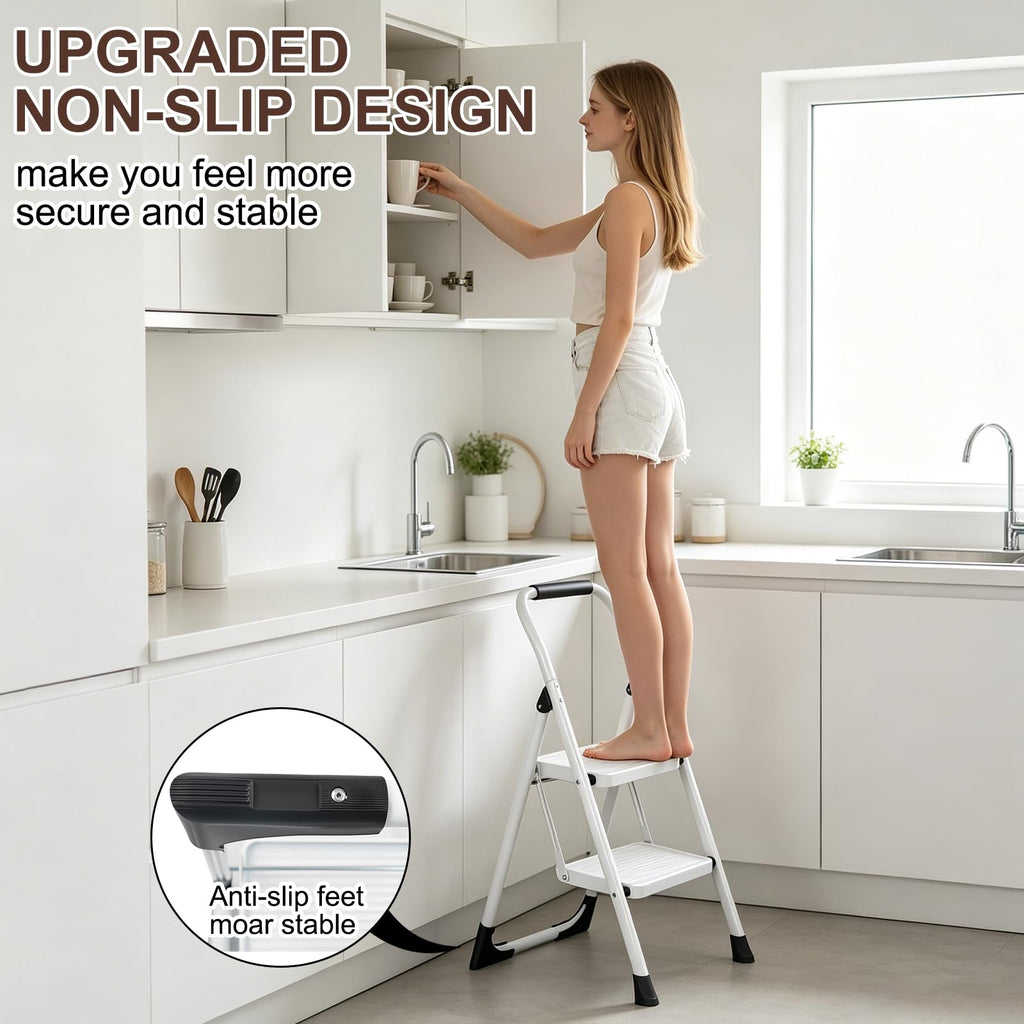 2 Step White Folding Ladder T599162