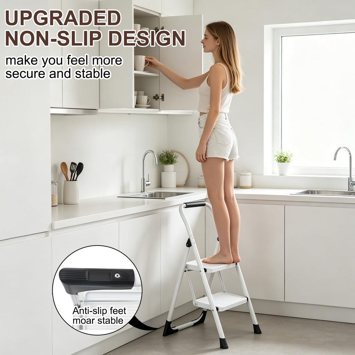 2 Step White Folding Ladder T599162