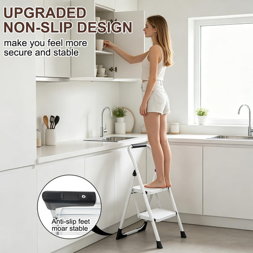 2 Step White Folding Ladder T599162