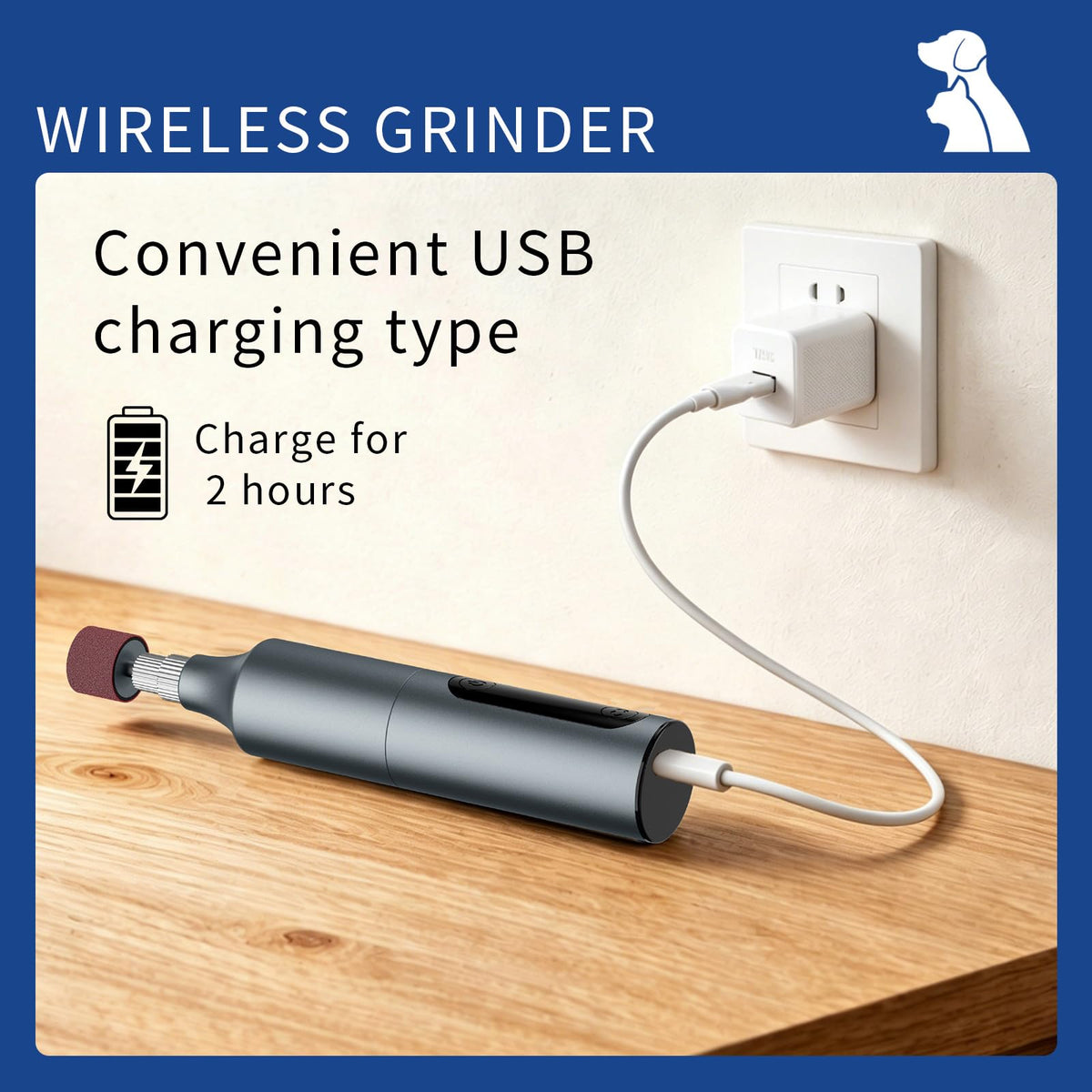 Rechargeable 9-Speed Adjustable Ultra Quiet Electric Dog Nail Grinder A4500