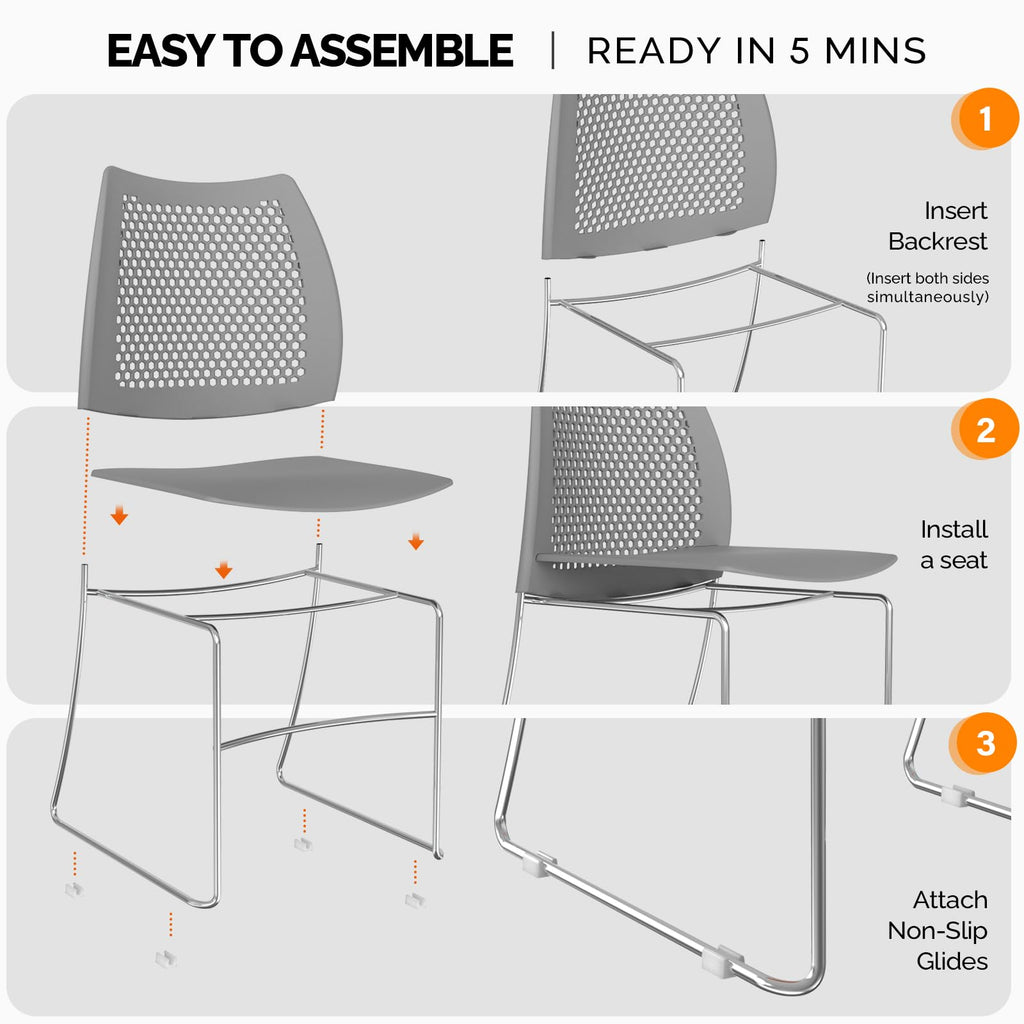 Grey Plastic Stacking Chairs F207