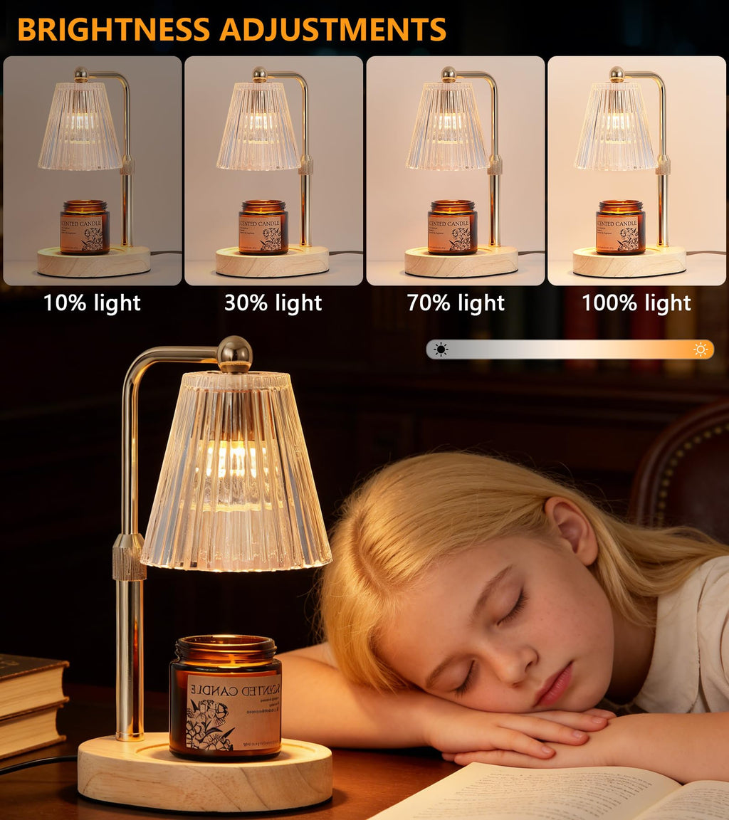 Gold Candle Warmer Lamp with Timer Dimmable with 2 Bulbs P734