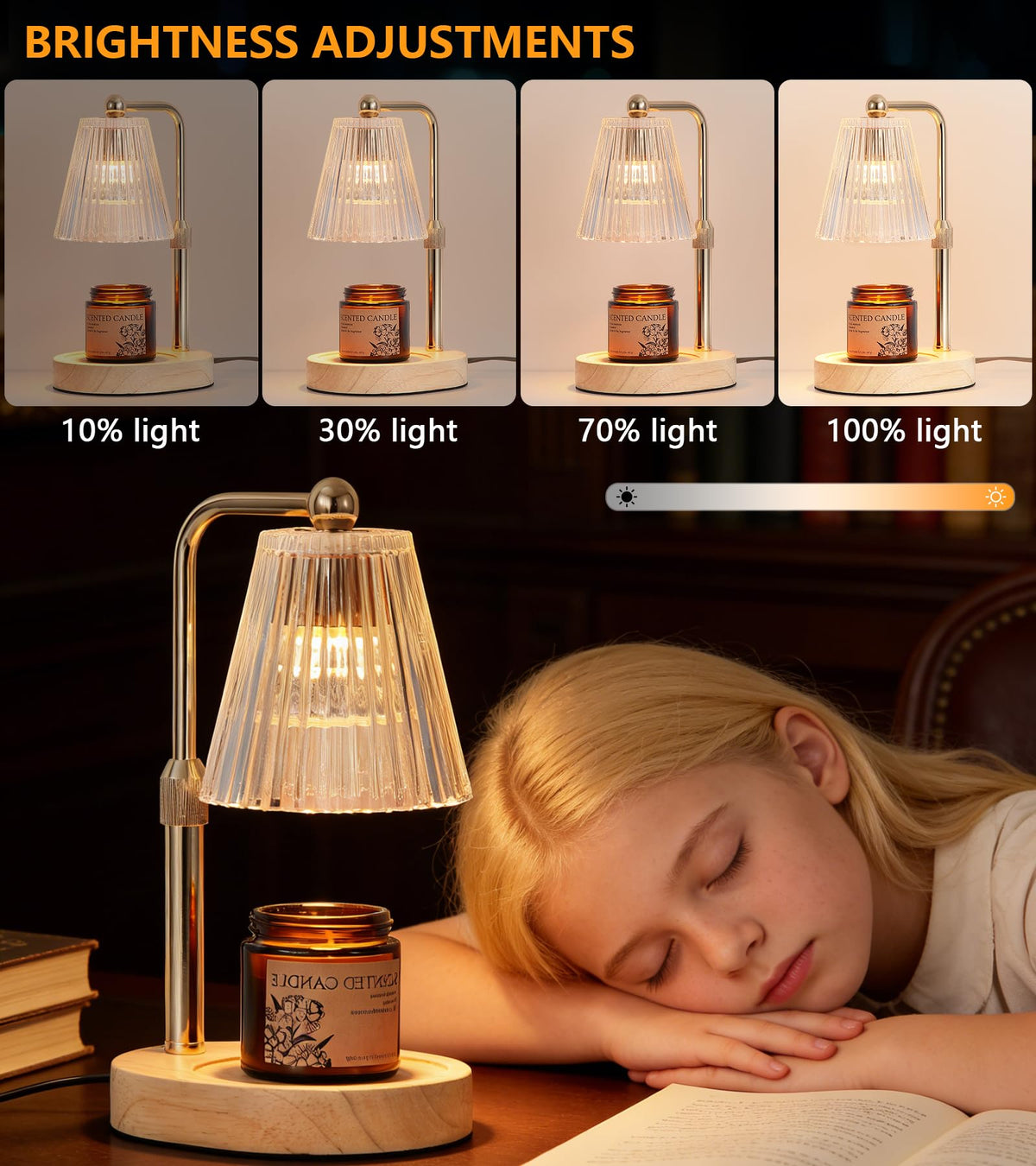 Gold Candle Warmer Lamp with Timer Dimmable with 2 Bulbs P734