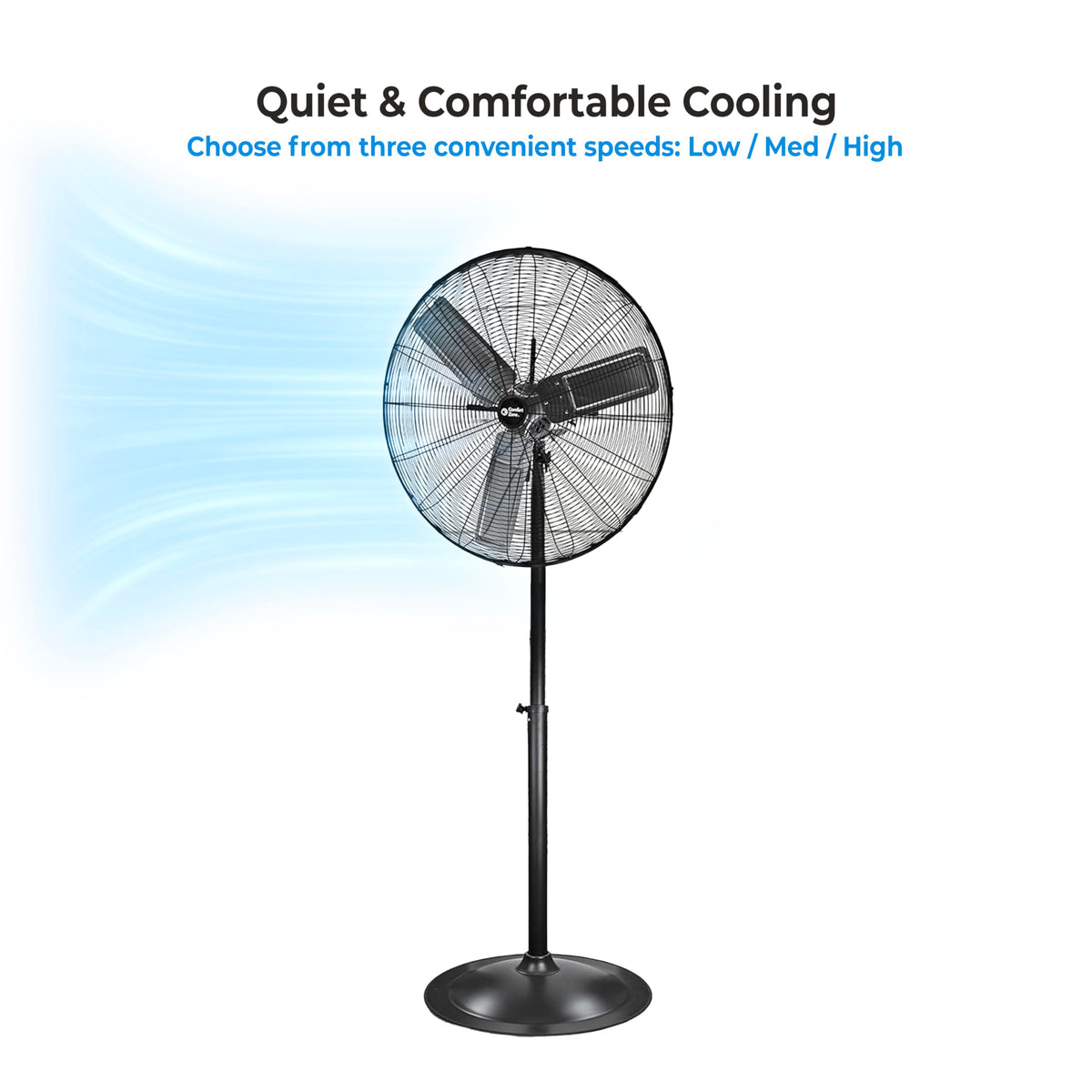 Industrial Pedestal Fan, 30 inch, 3 Speed, Adjustable Height, Metal U471