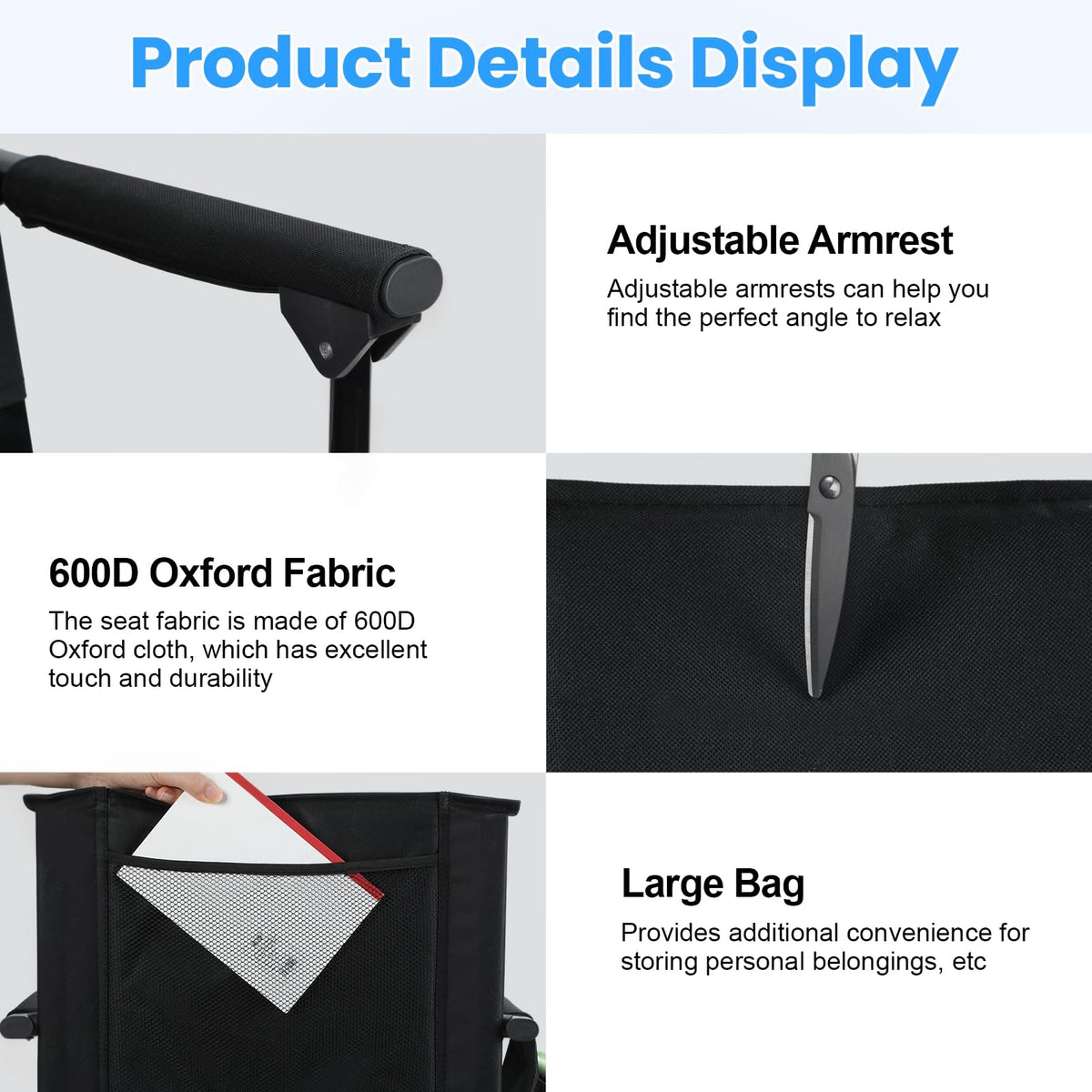2-Pcs Folding Stadium Seat with Back Support & Cushion E815807