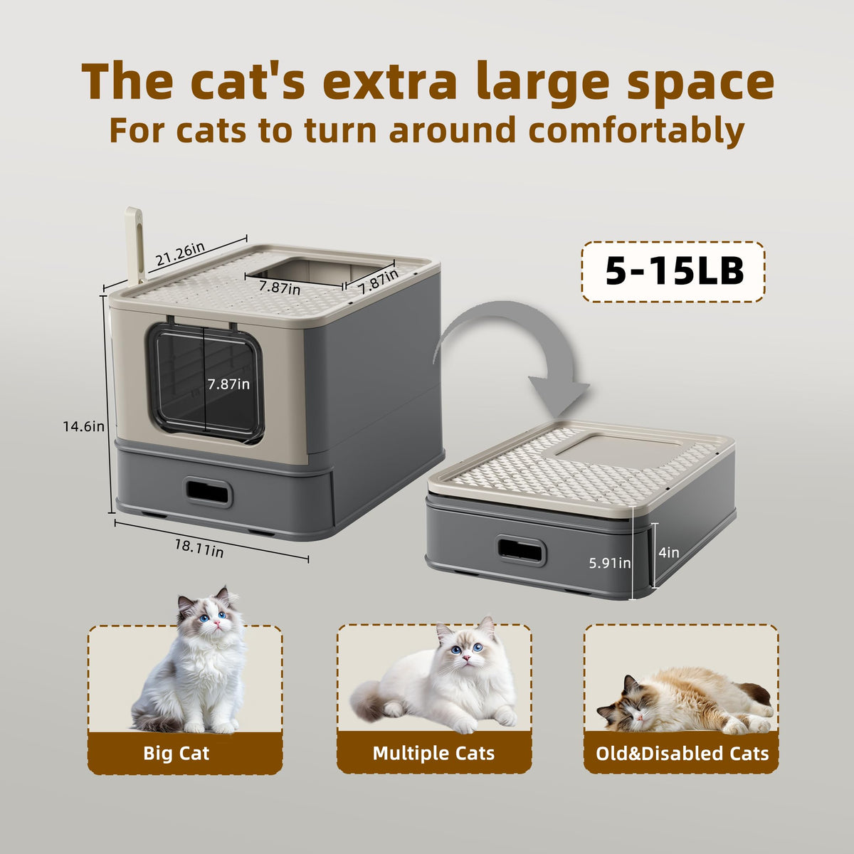 XL Enclosed Stainless Steel Cat Litter Box with Pull-Out Drawer Q19394
