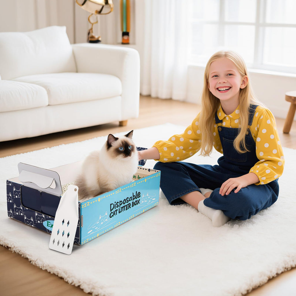 8 Pcs Disposable Cat Litter Box with Scoops U98323