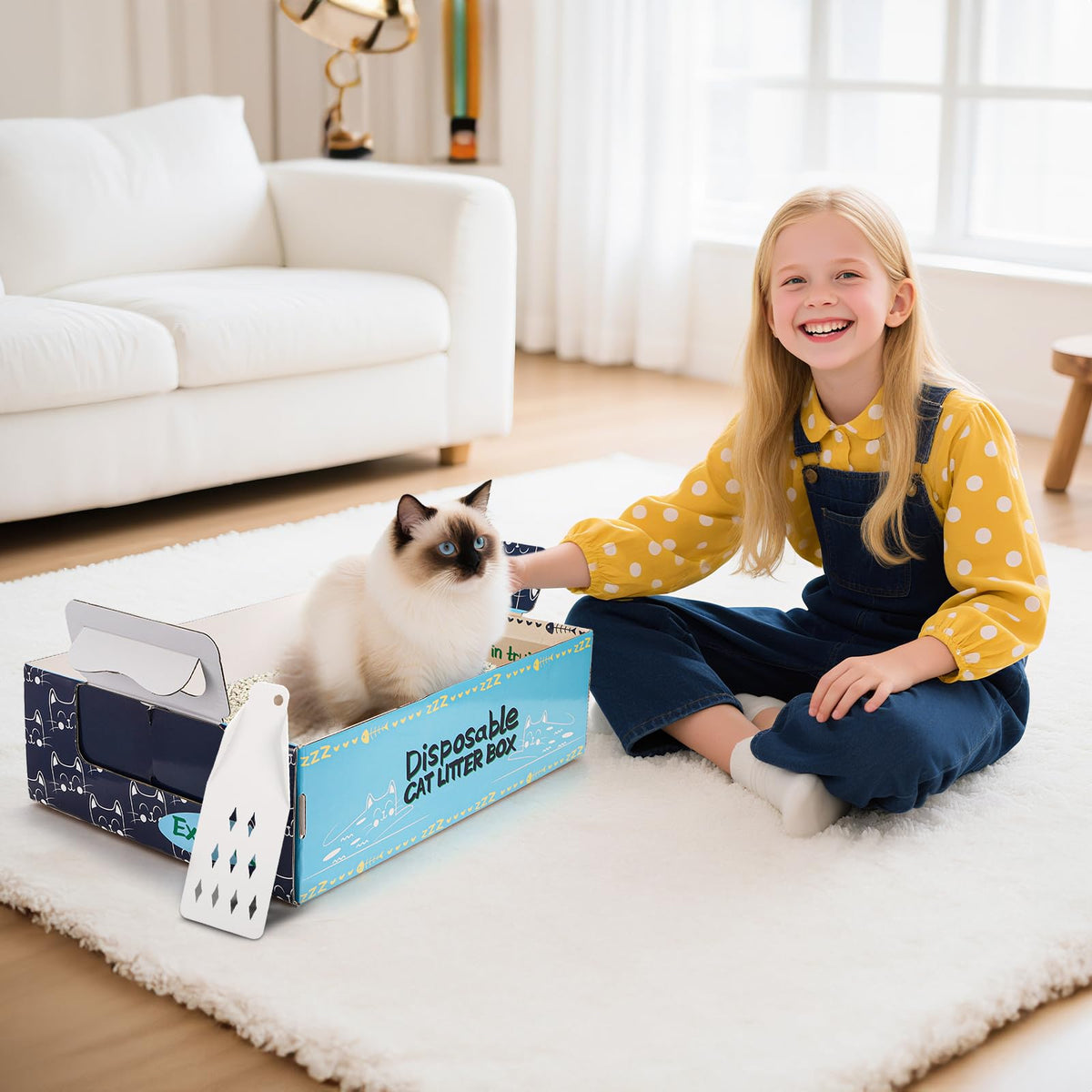 8 Pcs Disposable Cat Litter Box with Scoops U98323