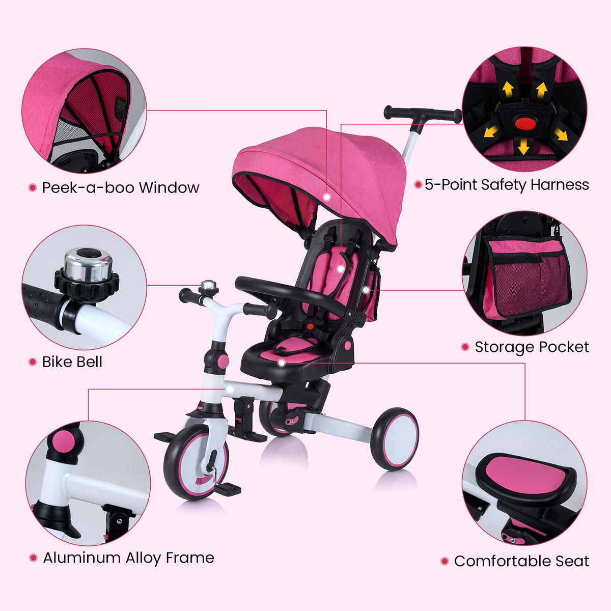 Kids 8-in-1 Folding Tricycle F16046