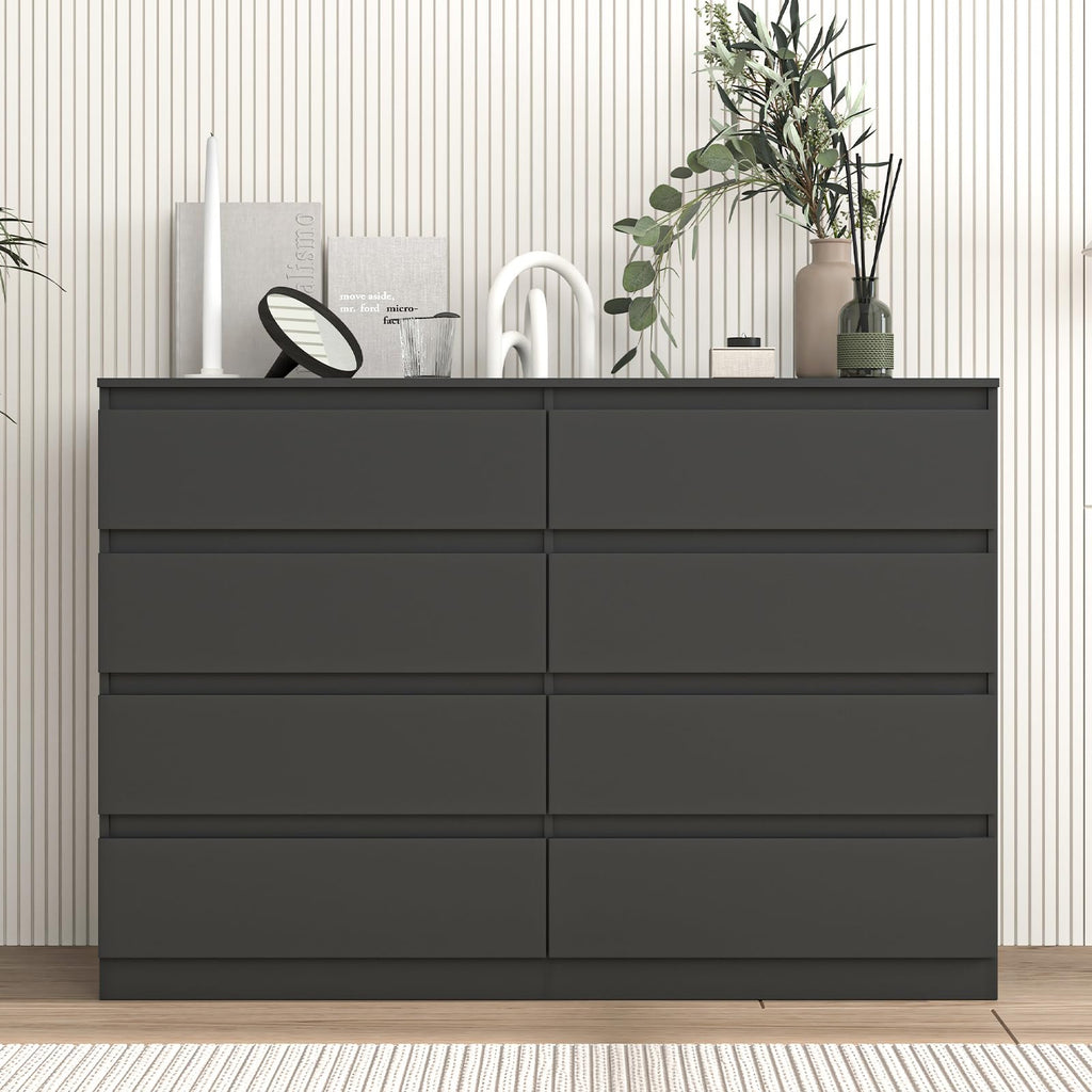 Black 8 Drawer Double Dresser F437