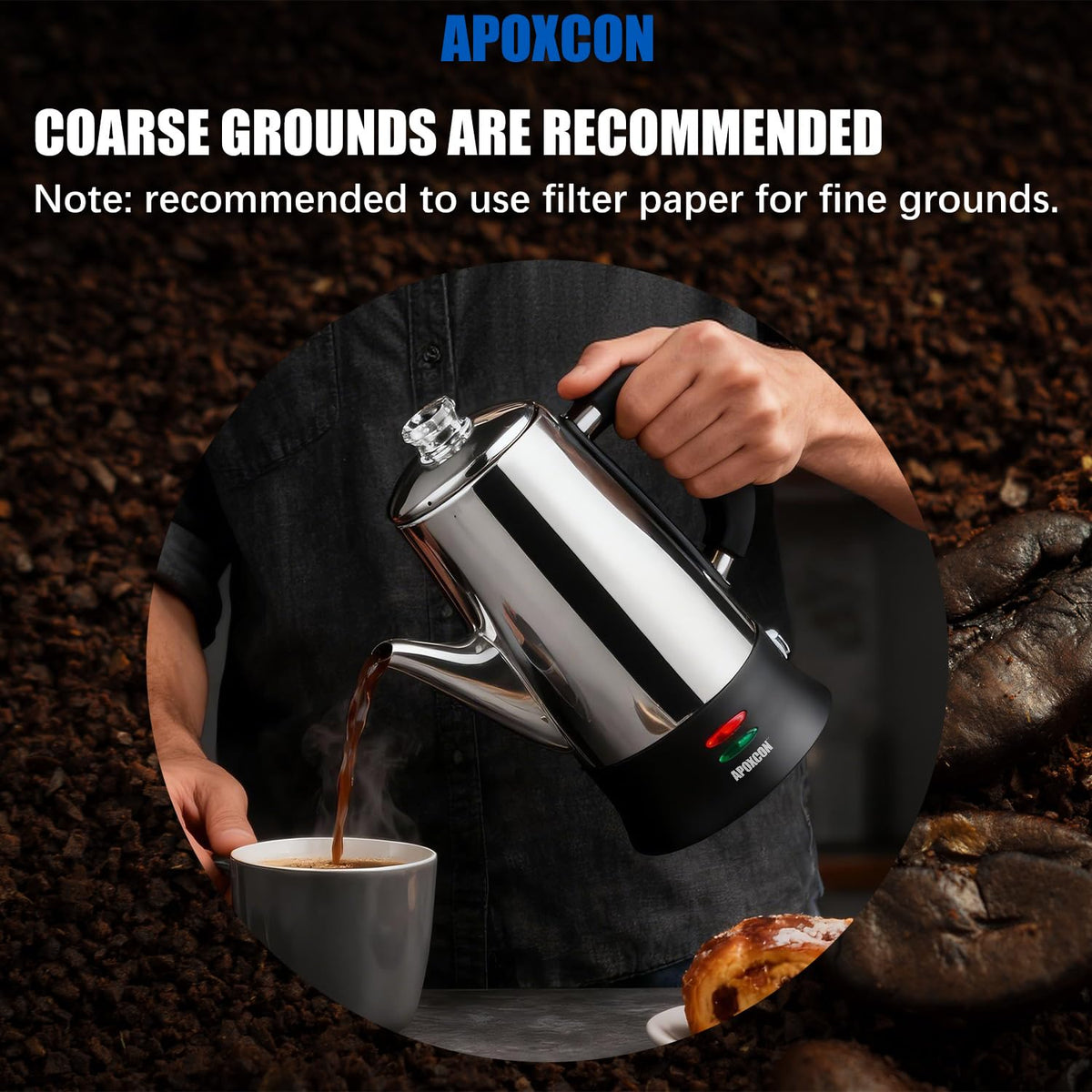 Electric Stainless Steel Coffee Percolator 12 Cup R112