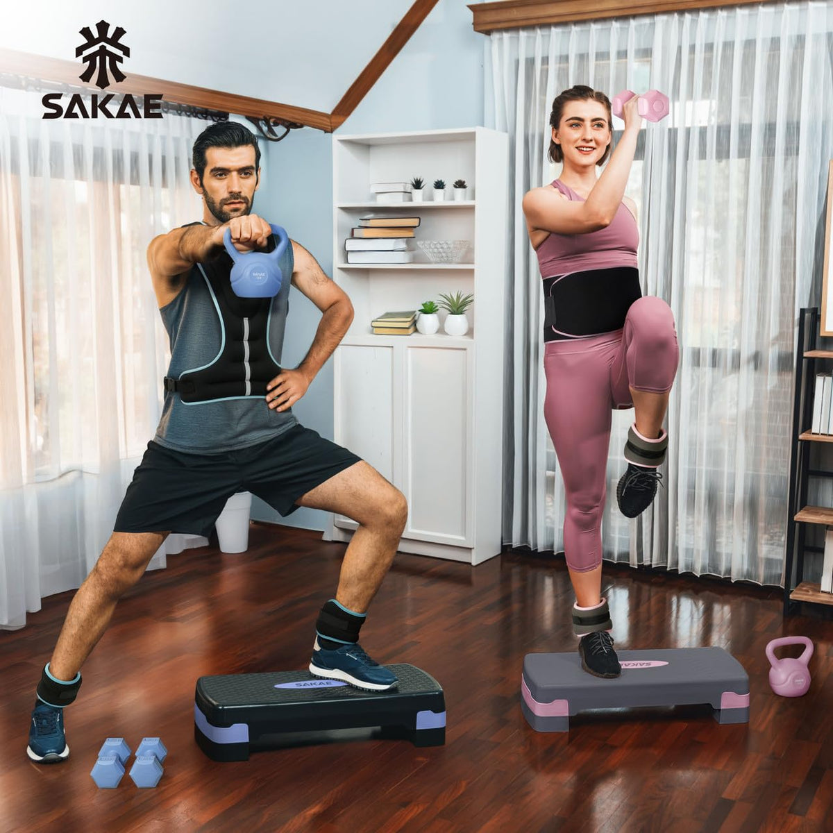Adjustable Non-Slip Step Aerobics Platform Set Z739614
