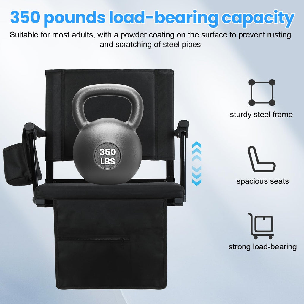 2-Pcs Folding Stadium Seat with Back Support & Cushion E815807