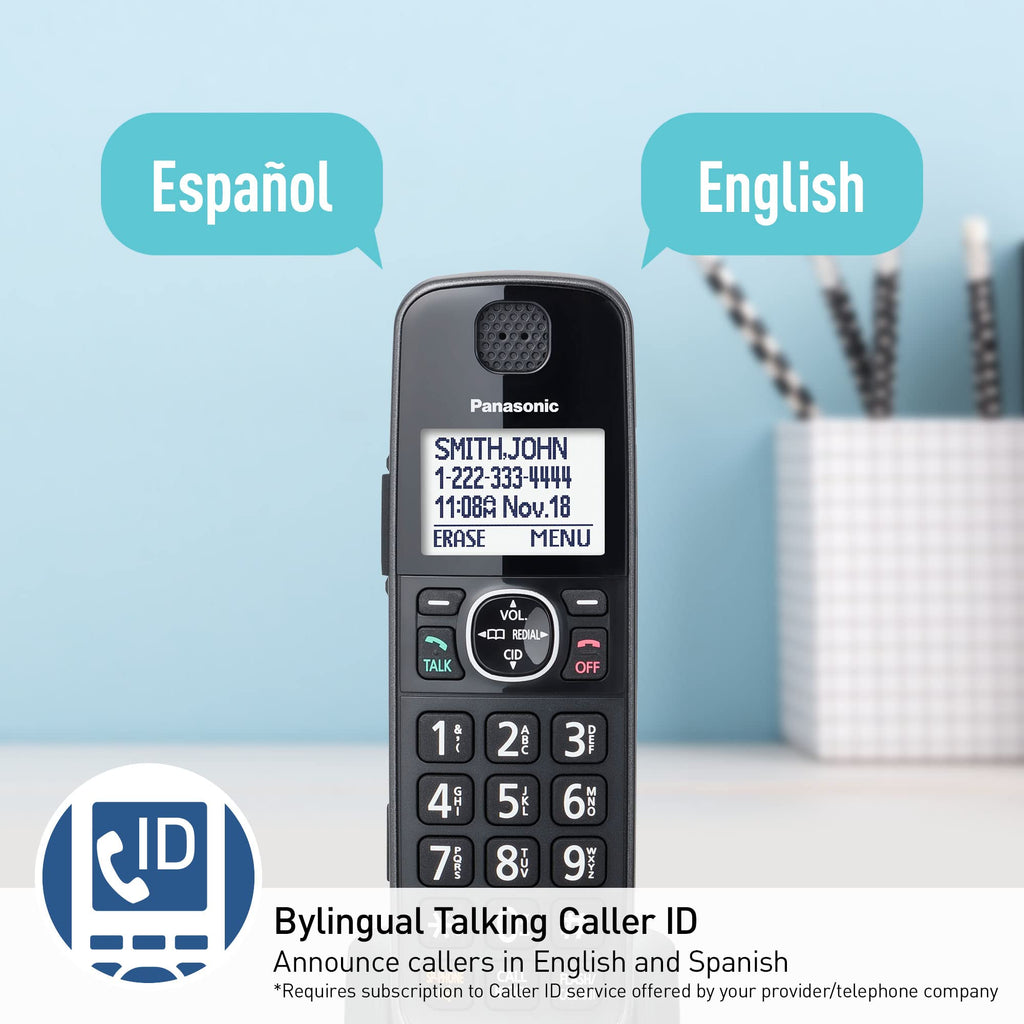 Metallic Black 5 Handset Cordless Phone System with Answering Machine N445